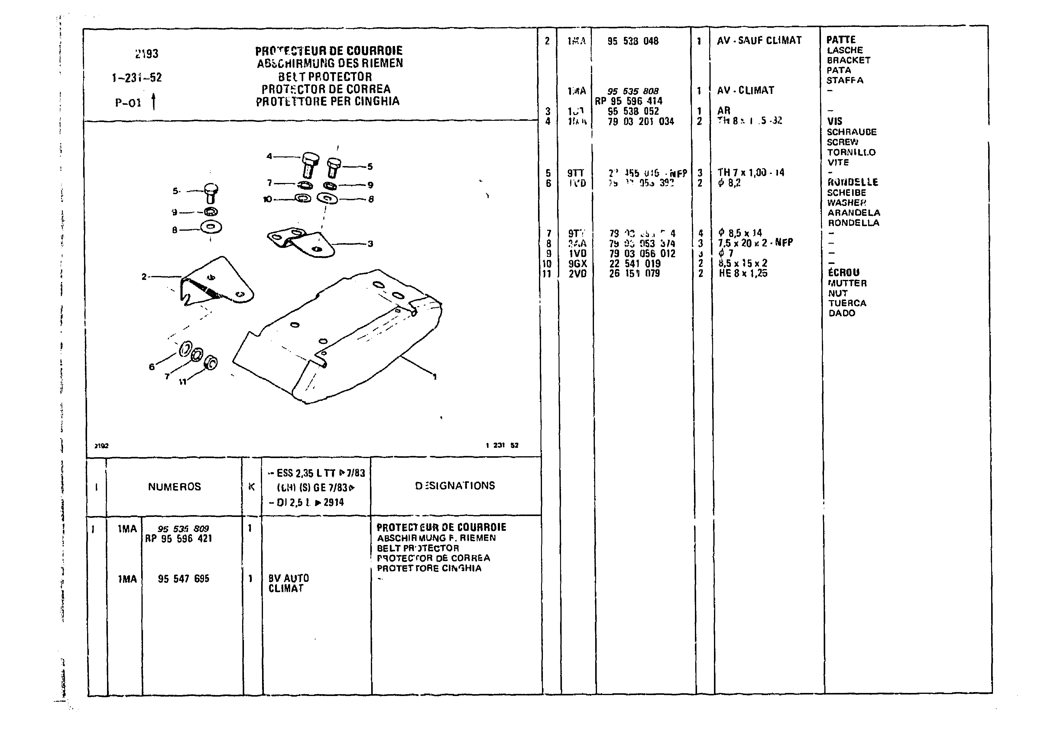 Belt Protector, page 192 of 985 — CX Parts Catalogue — 1981–1985