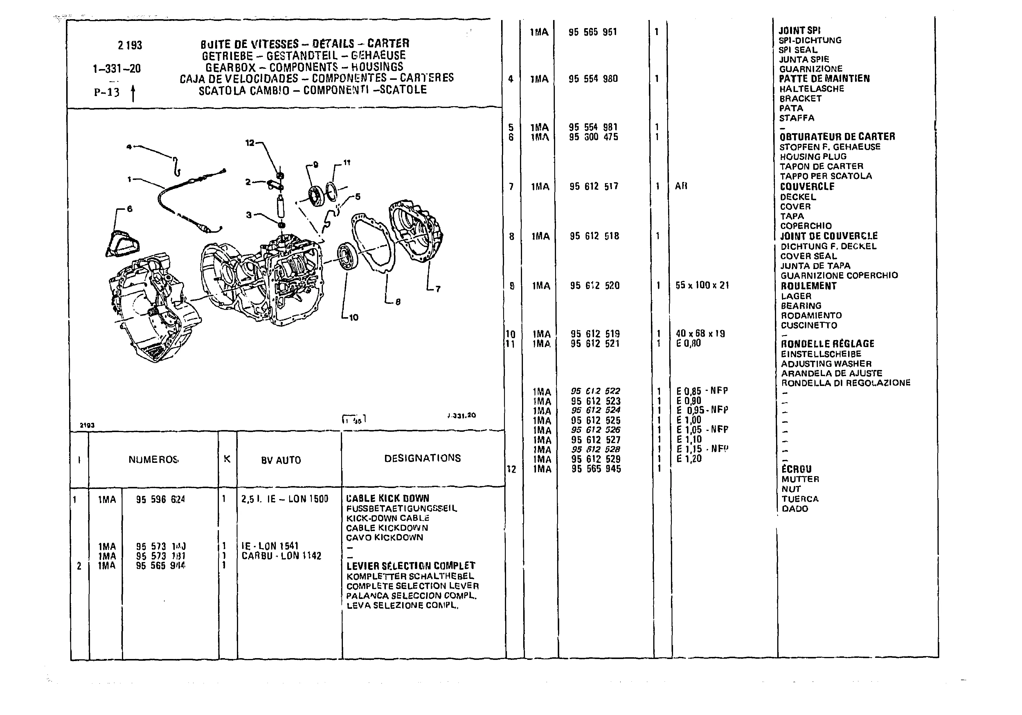 Gearbox - Components - Housing, page 204 of 985 — CX Parts Catalogue — 1981–1985