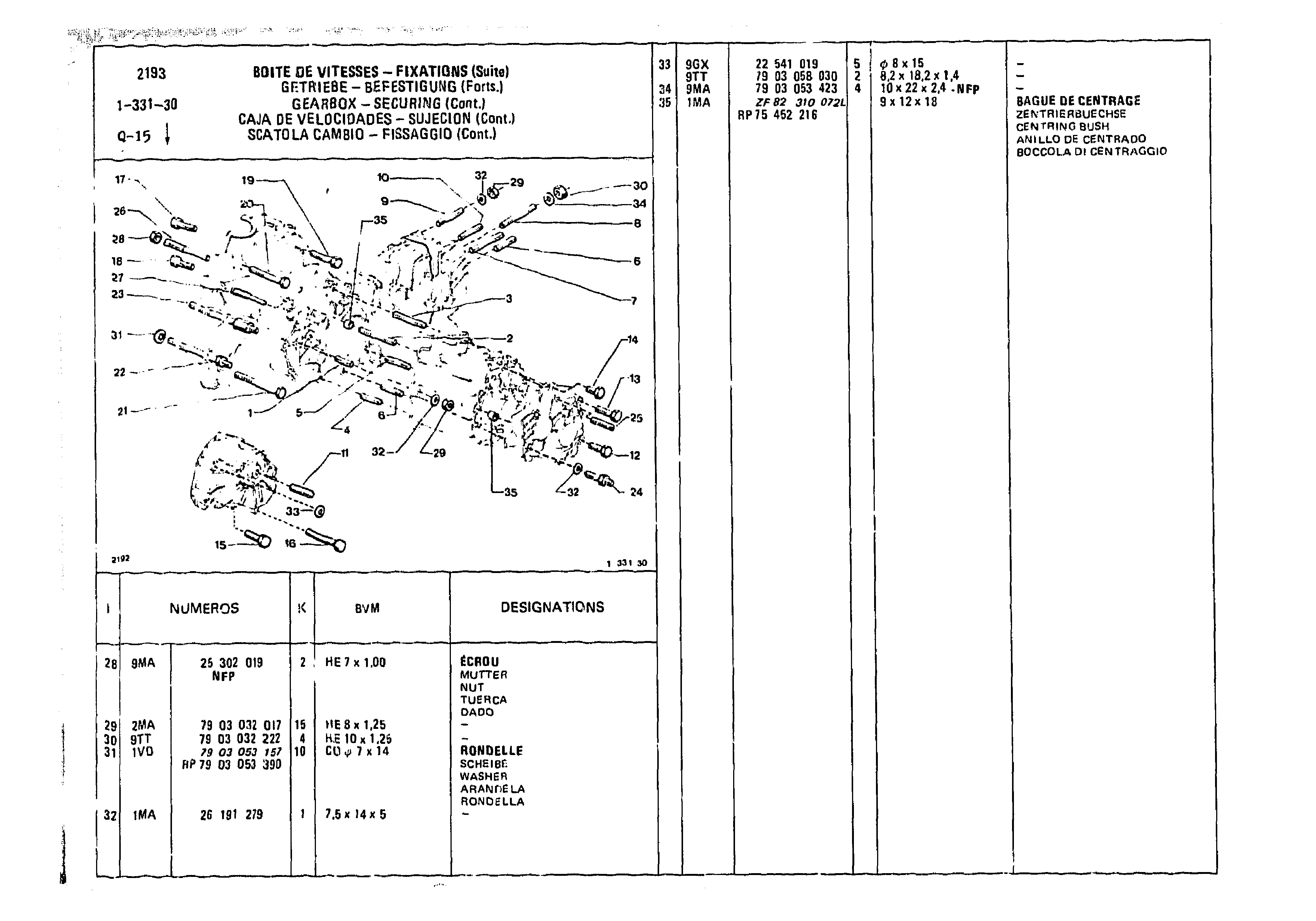 Gearbox - Securing, page 207 of 985 — CX Parts Catalogue — 1981–1985
