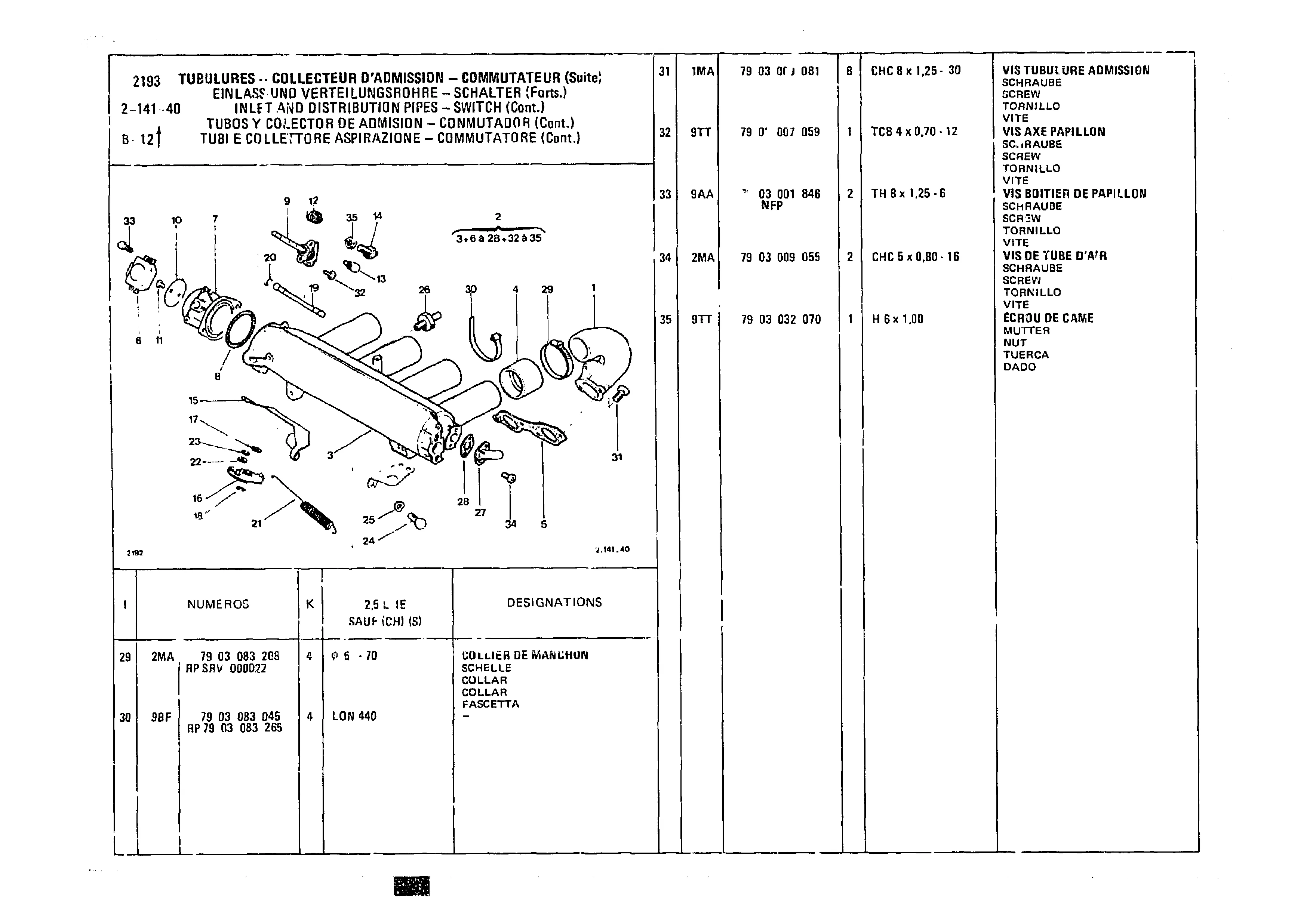 Inlet and Distribution Pipes , page 265 of 985 — CX Parts Catalogue — 1981–1985