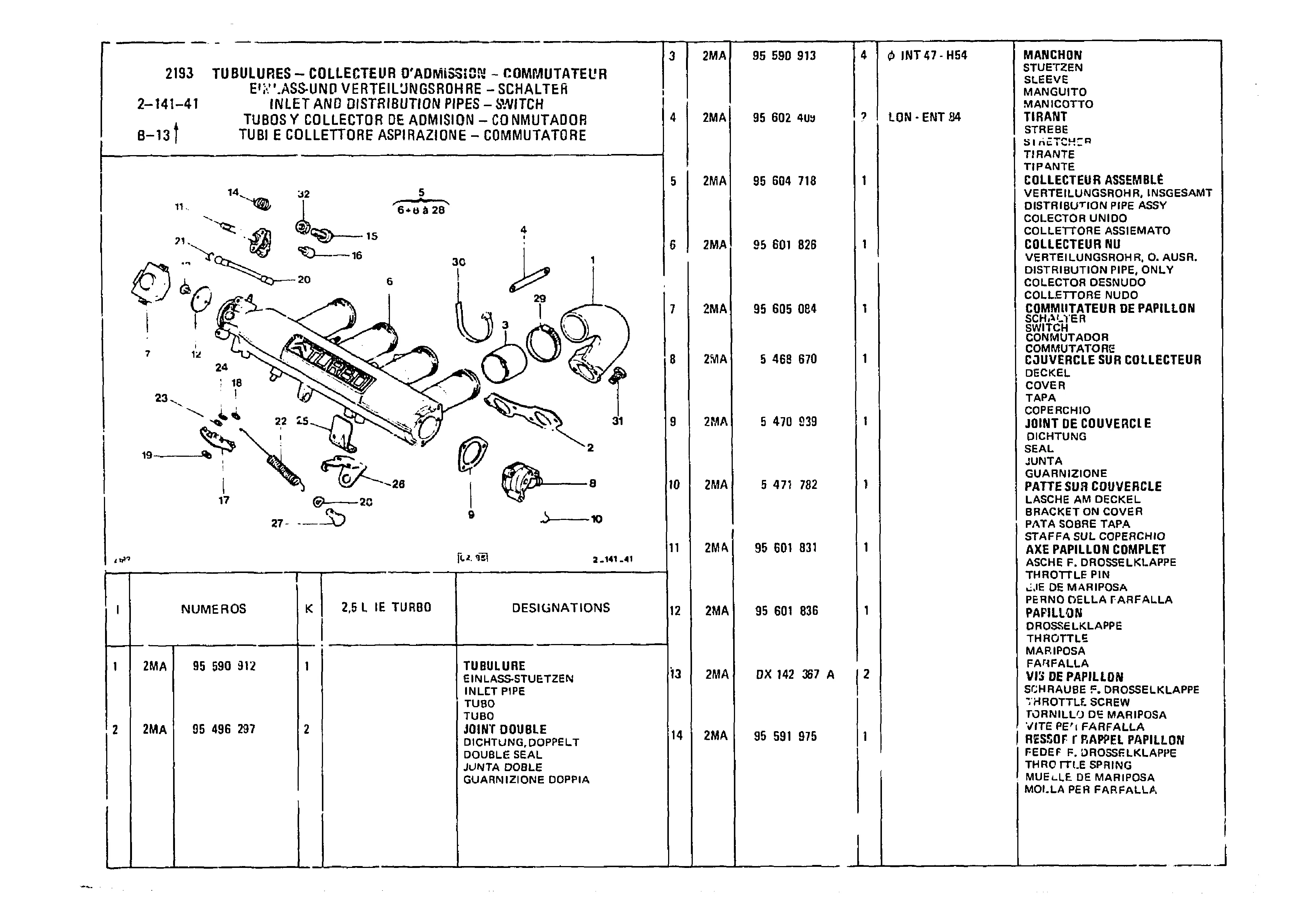 Inlet and Distribution Pipes , page 266 of 985 — CX Parts Catalogue — 1981–1985