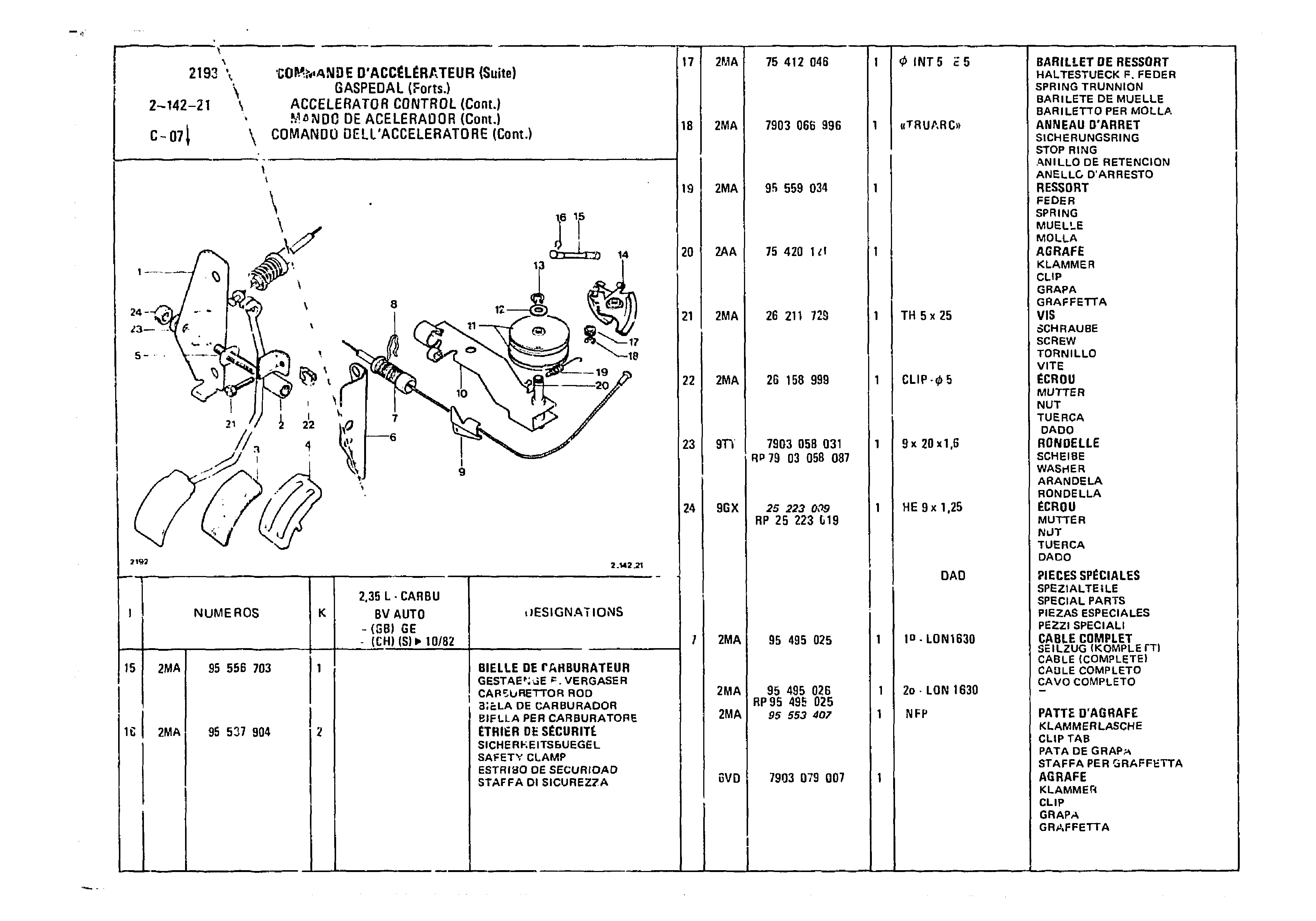 Accelerator Control, page 277 of 985 — CX Parts Catalogue — 1981–1985