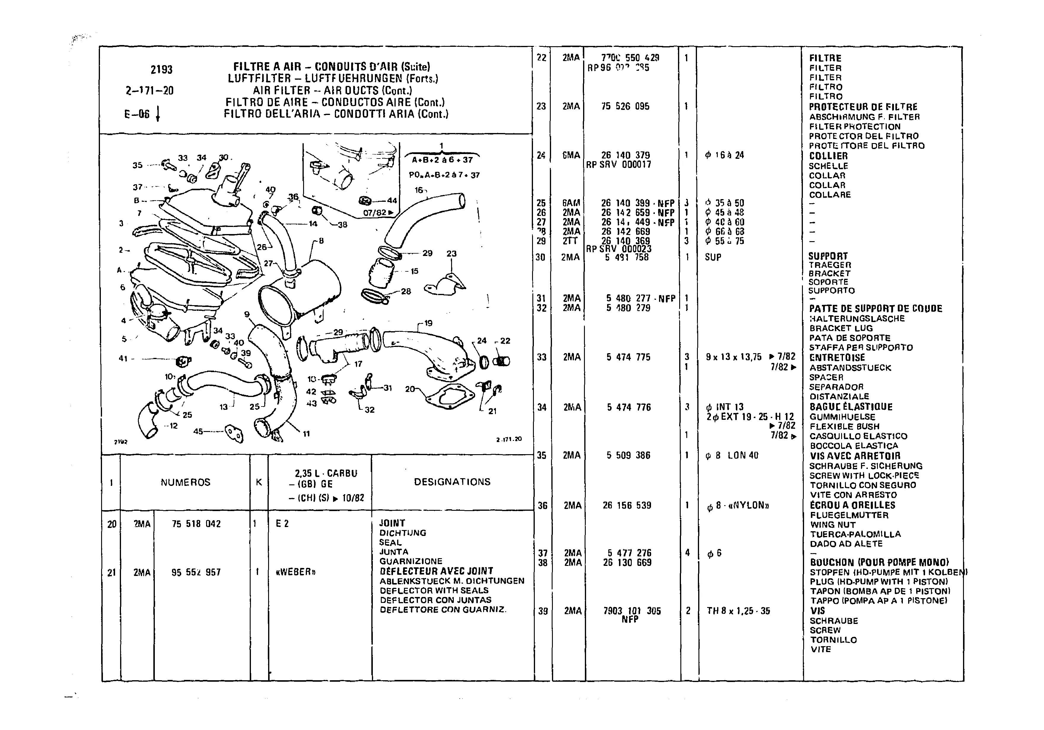 Air Filter, page 308 of 985 — CX Parts Catalogue — 1981–1985