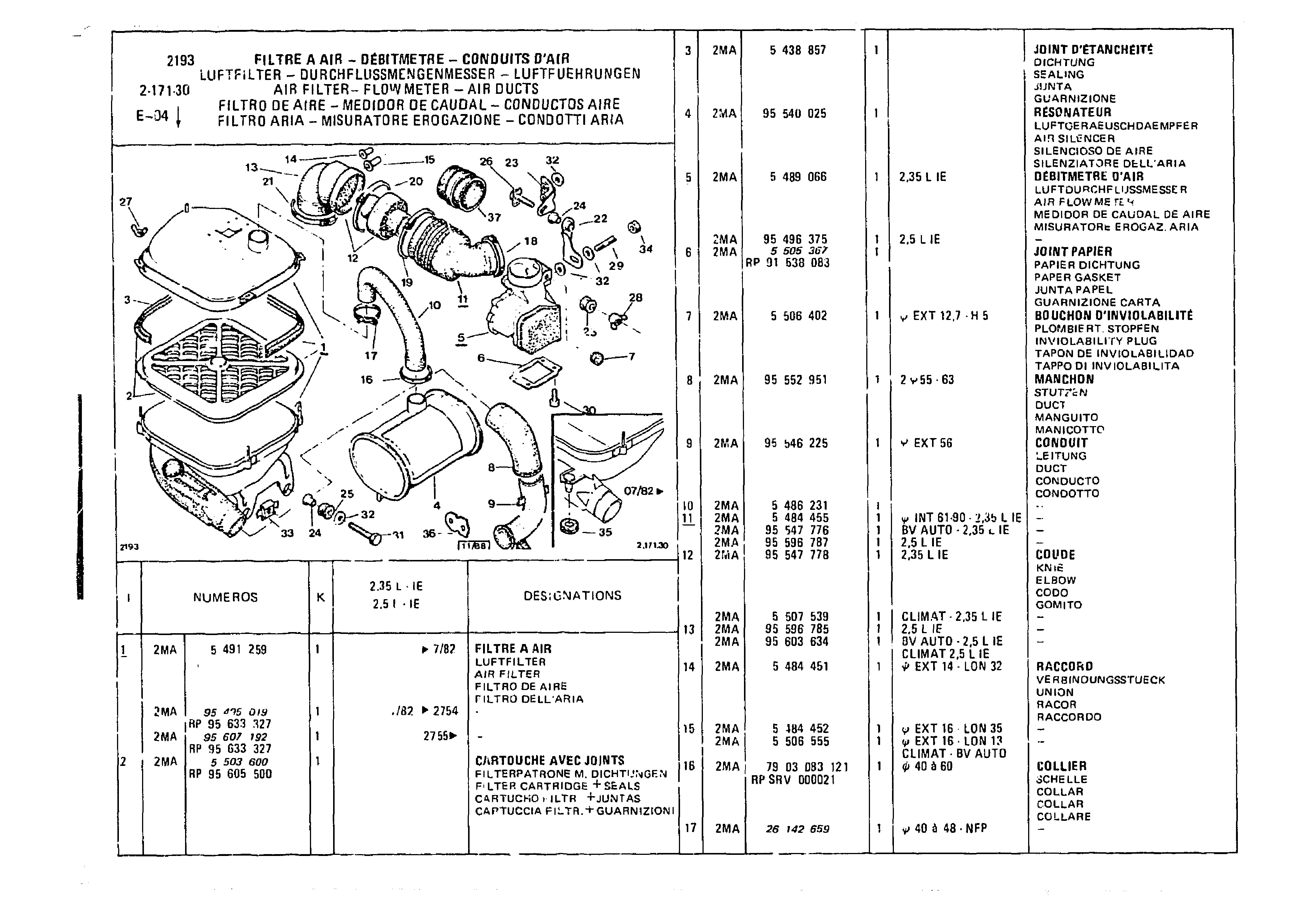 Air Filter, page 310 of 985 — CX Parts Catalogue — 1981–1985