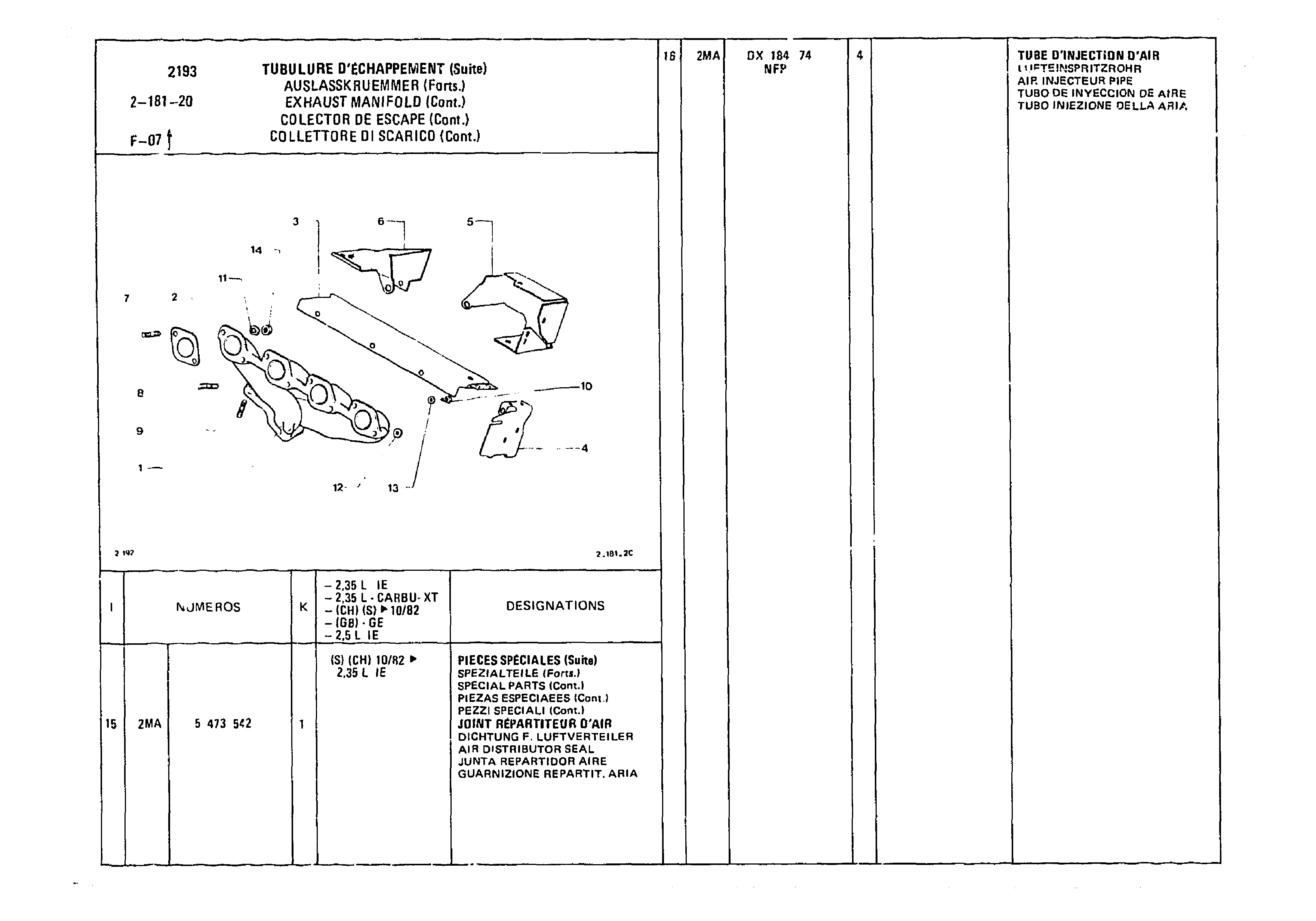Exhaust Manifold, page 320 of 985 — CX Parts Catalogue — 1981–1985