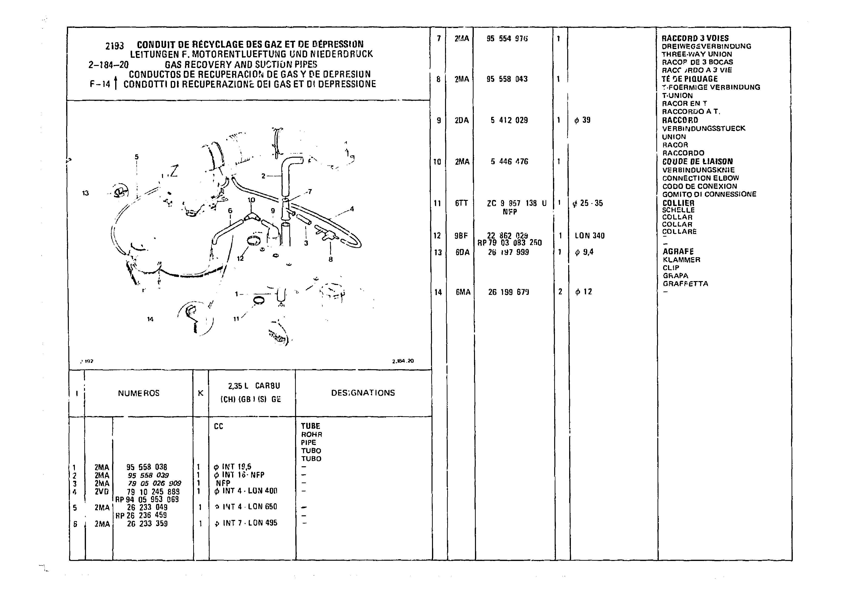 Gas Recovery And Suction Pipes, page 327 of 985 — CX Parts Catalogue — 1981–1985