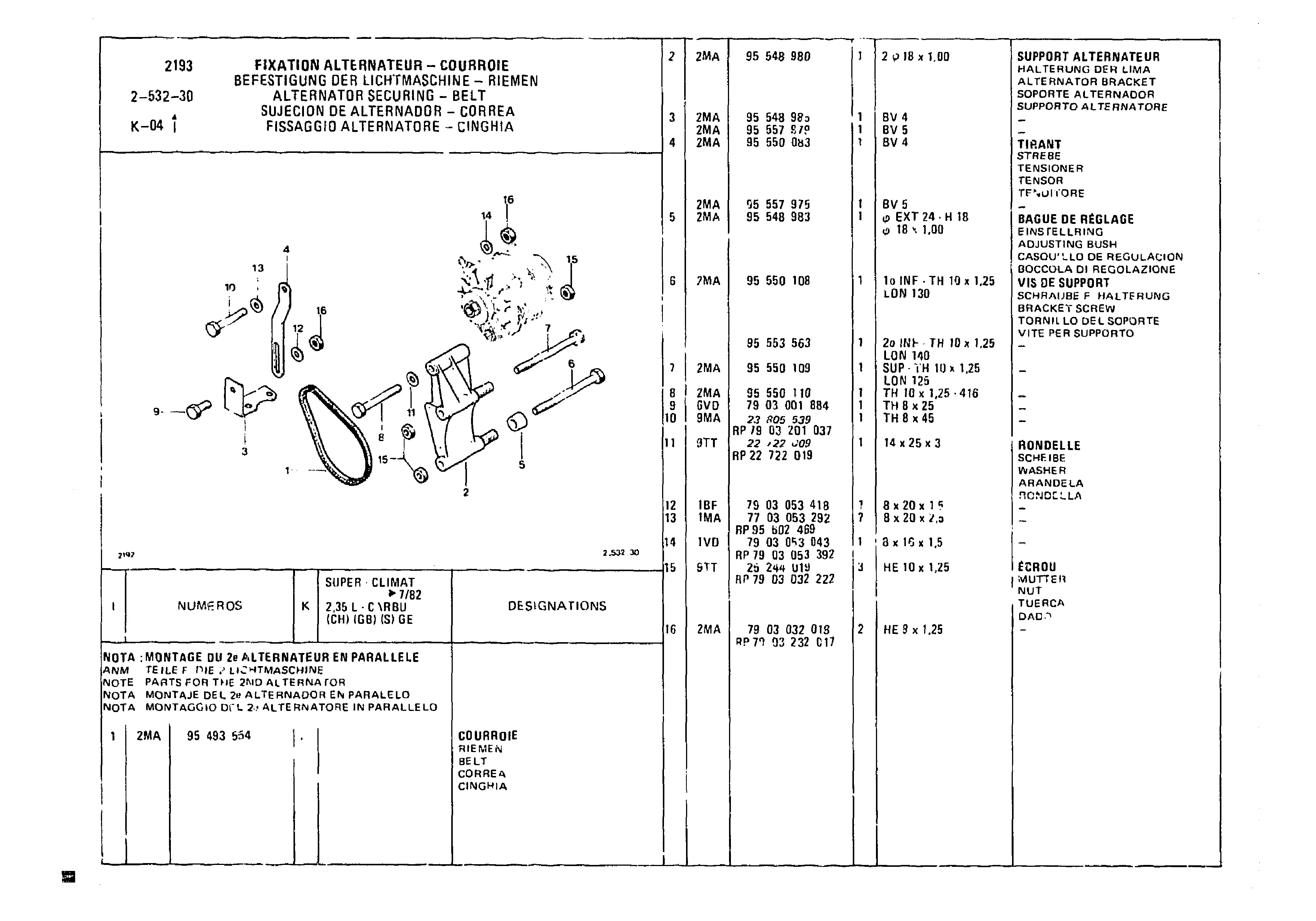Alternator Securing, page 377 of 985 — CX Parts Catalogue — 1981–1985