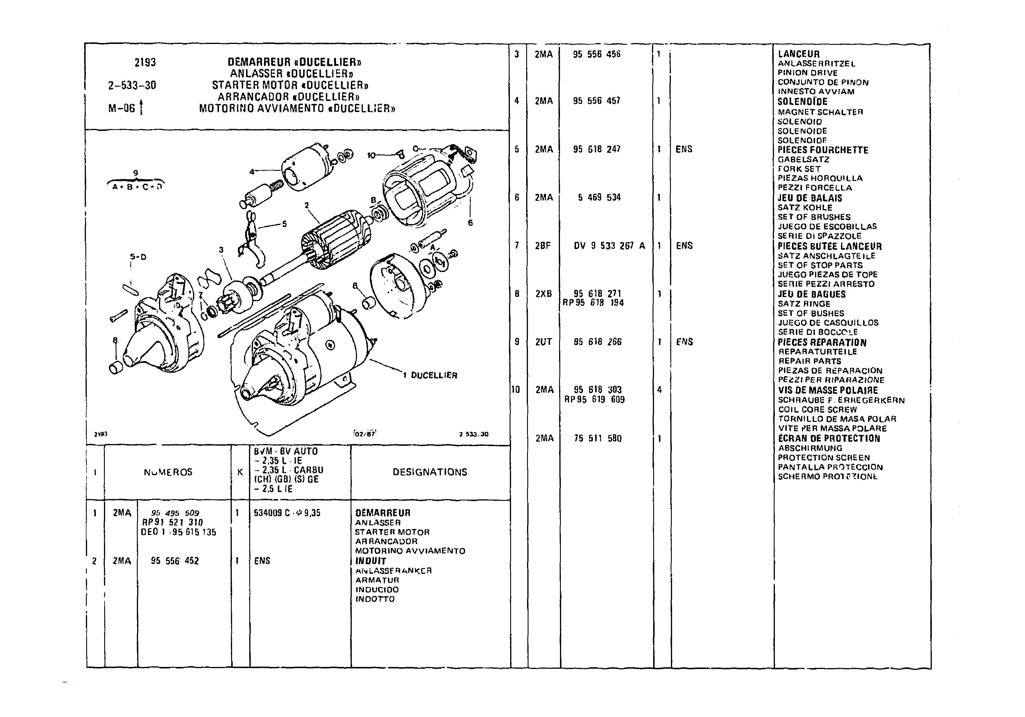 Starter Motor Securing, page 409 of 985 — CX Parts Catalogue — 1981–1985