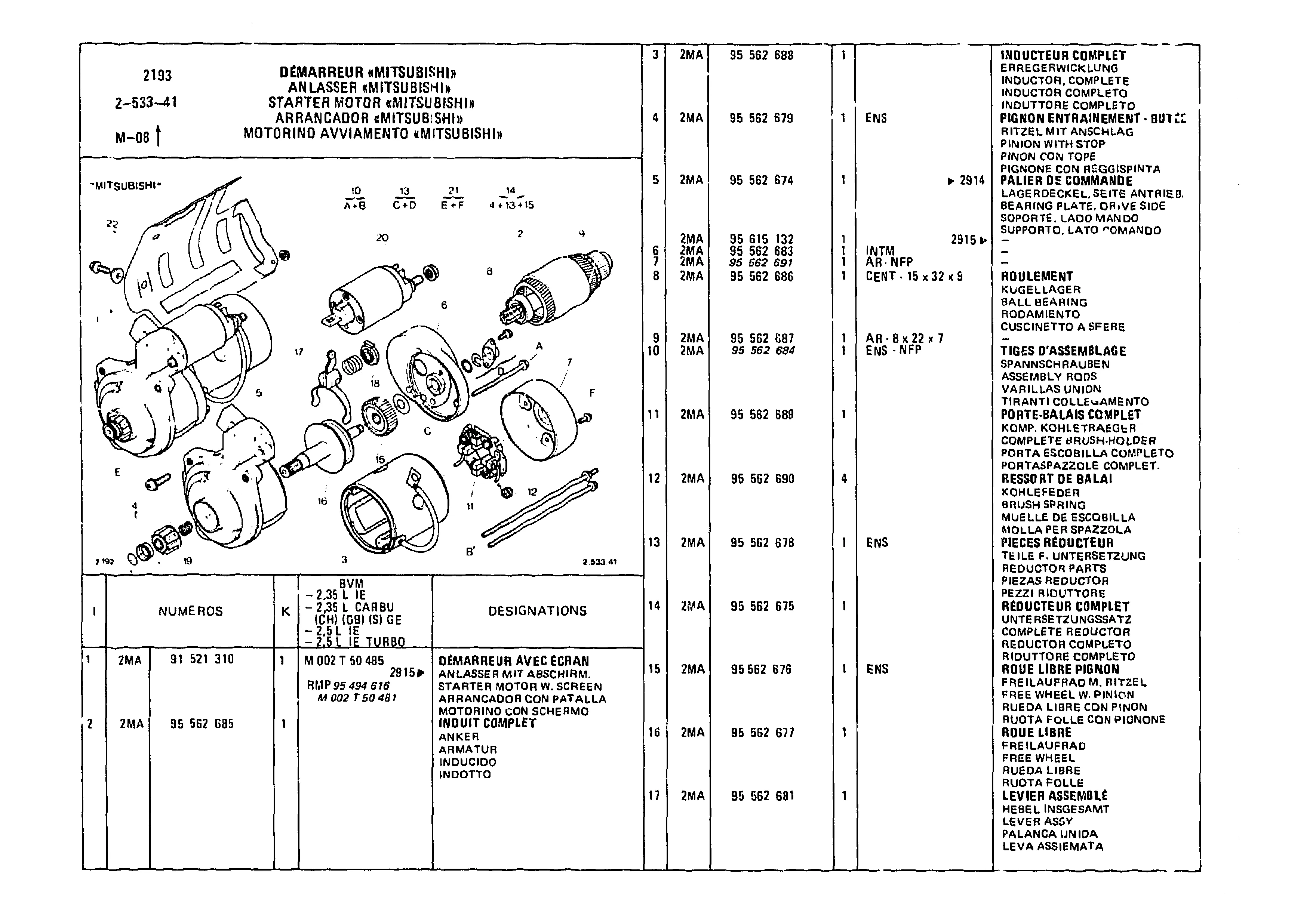 Starter Motor Securing, page 411 of 985 — CX Parts Catalogue — 1981–1985