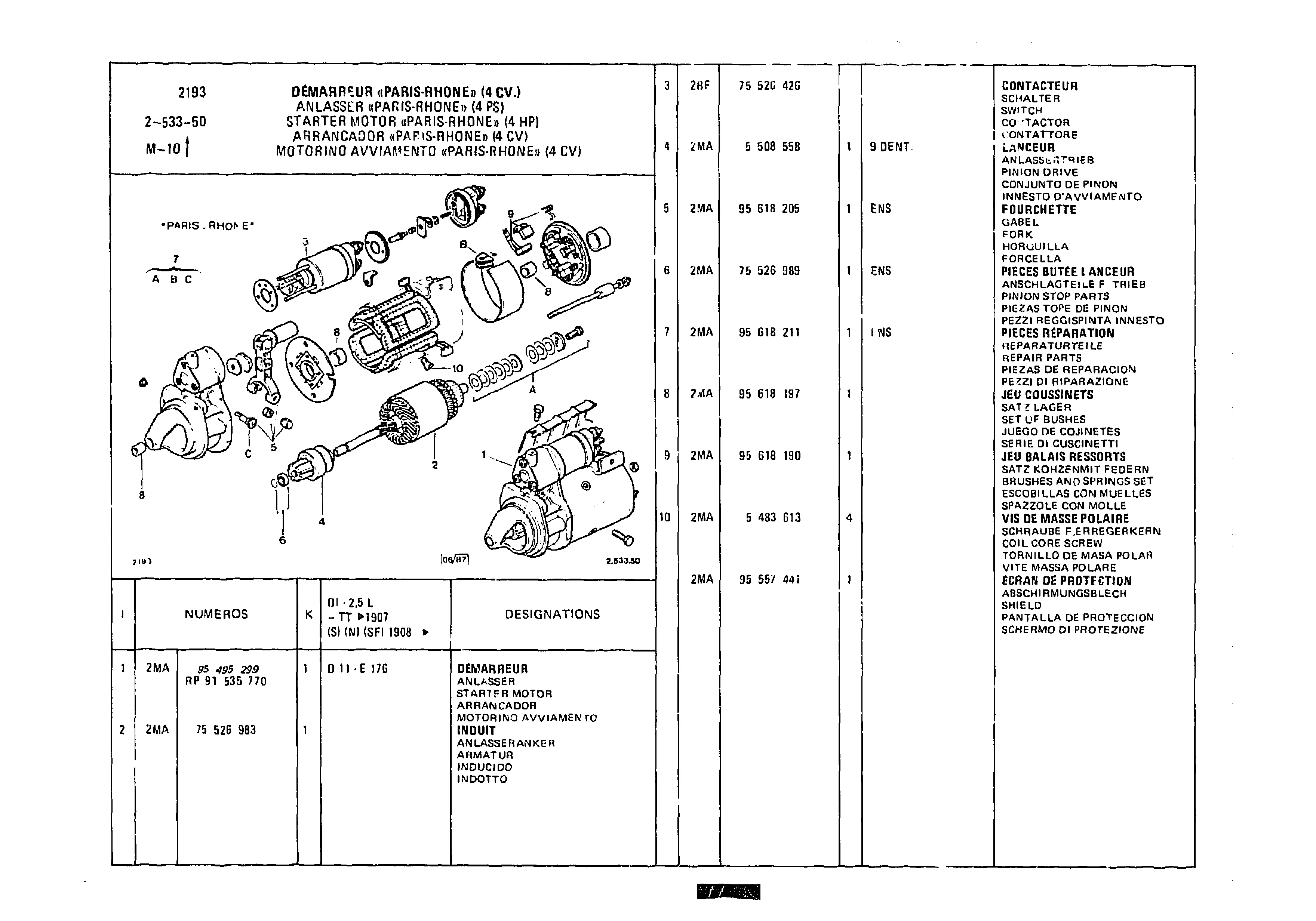 Starter Motor Securing, page 413 of 985 — CX Parts Catalogue — 1981–1985
