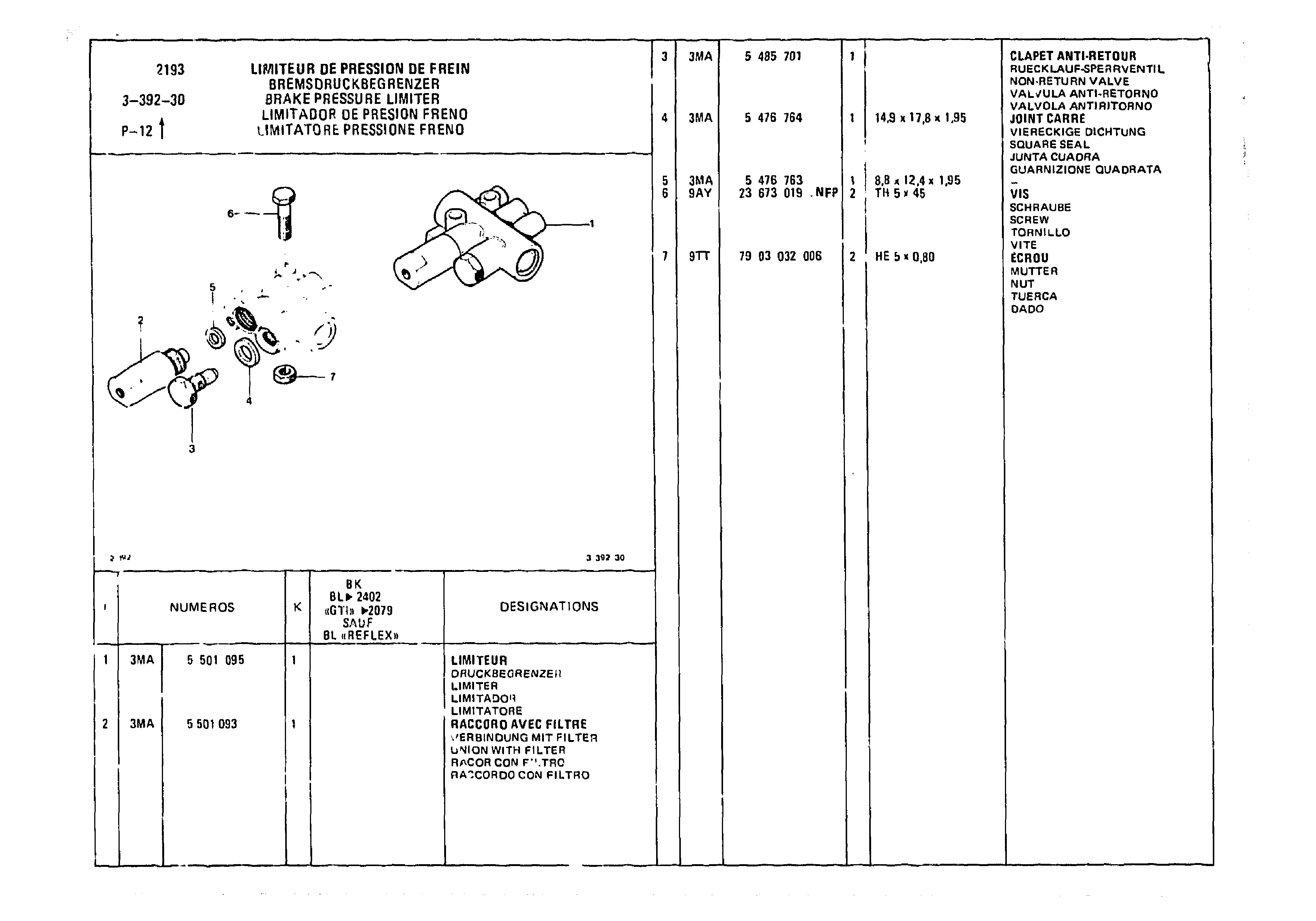 Brake Pressure Limiter, page 429 of 985 — CX Parts Catalogue — 1981–1985