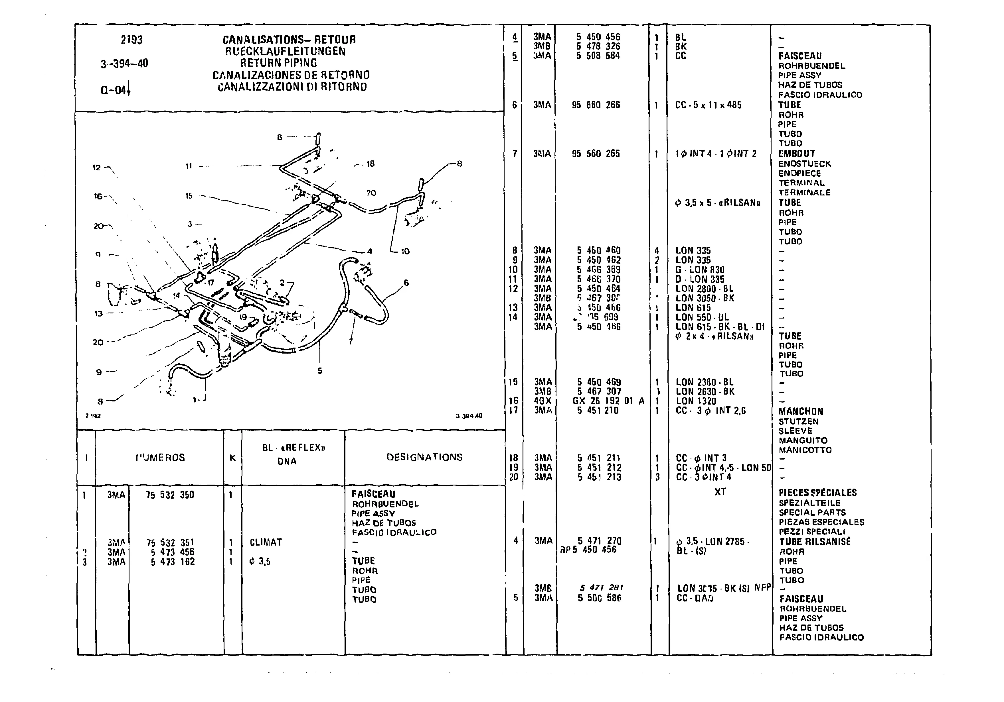 Return Piping, page 444 of 985 — CX Parts Catalogue — 1981–1985