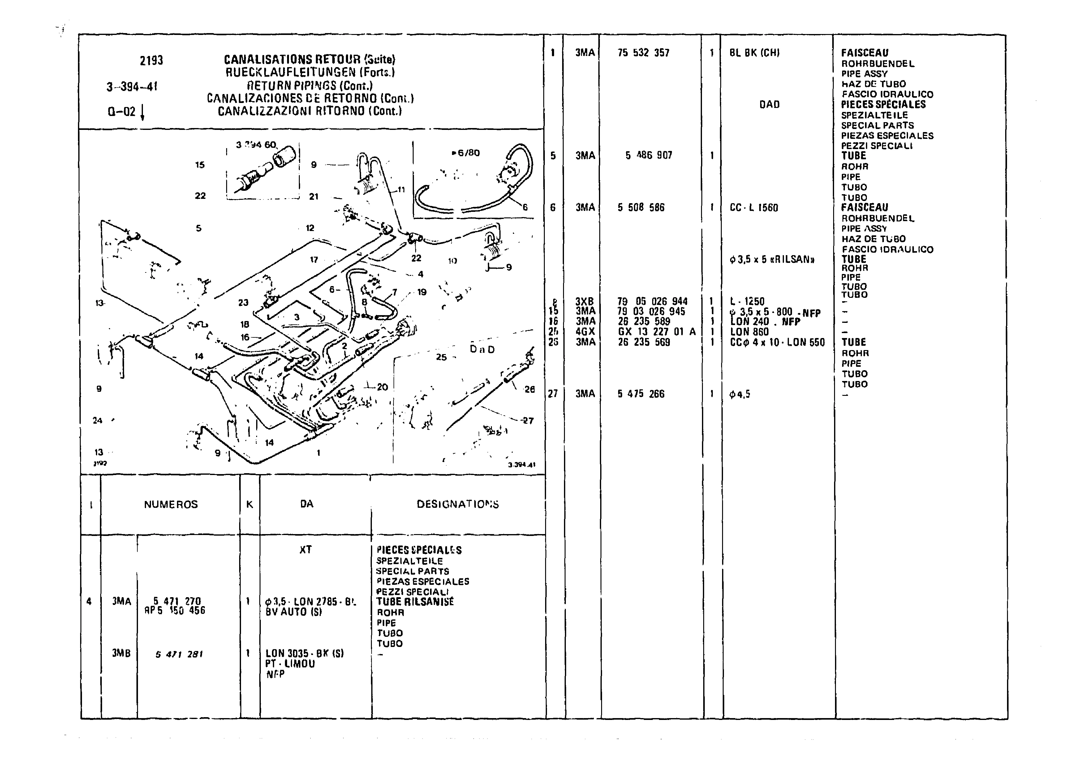 Return Piping, page 446 of 985 — CX Parts Catalogue — 1981–1985