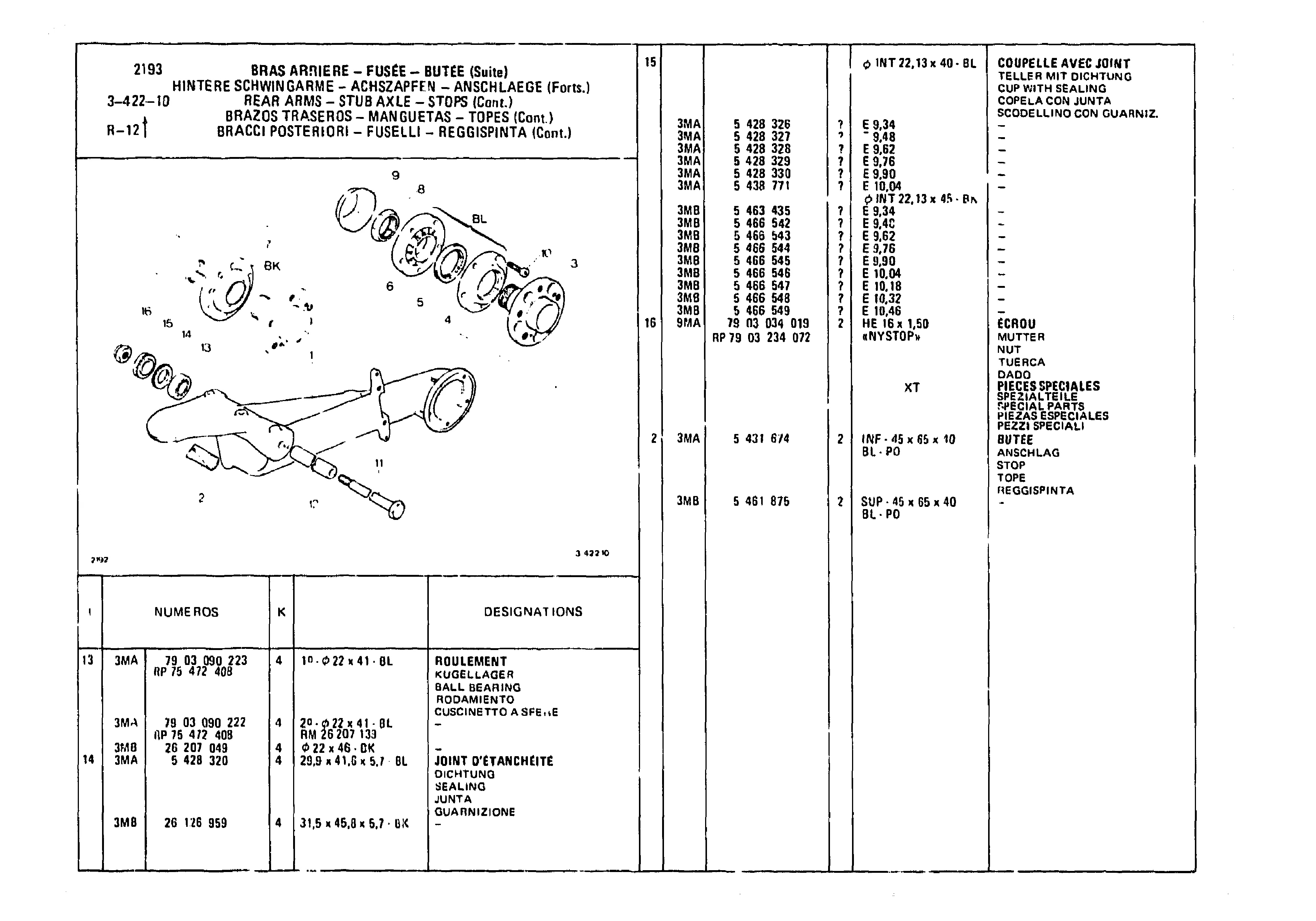 Rear Arms - Stub Axle - Stop, page 459 of 985 — CX Parts Catalogue — 1981–1985