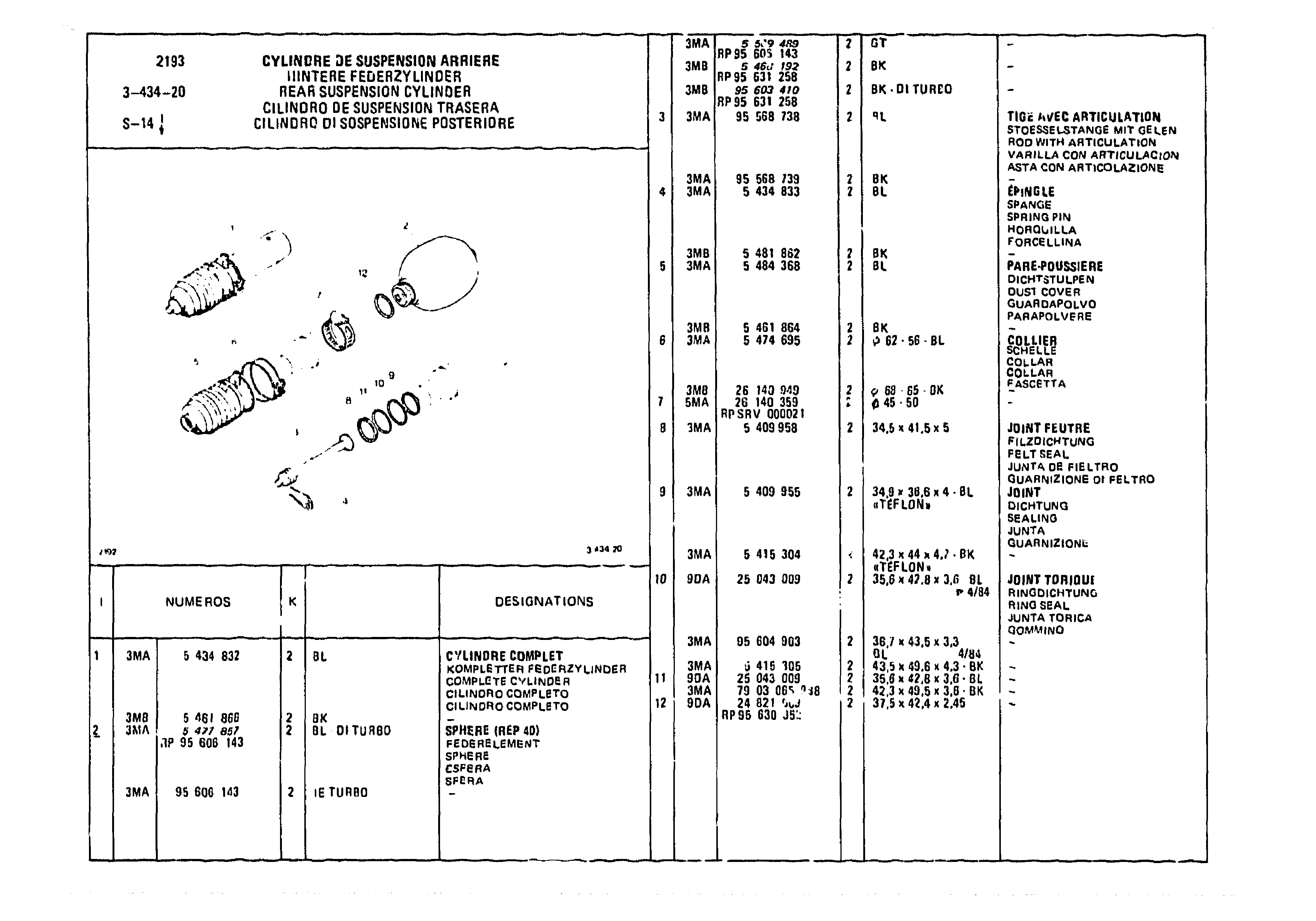 Rear Suspension Cylinder, page 464 of 985 — CX Parts Catalogue — 1981–1985