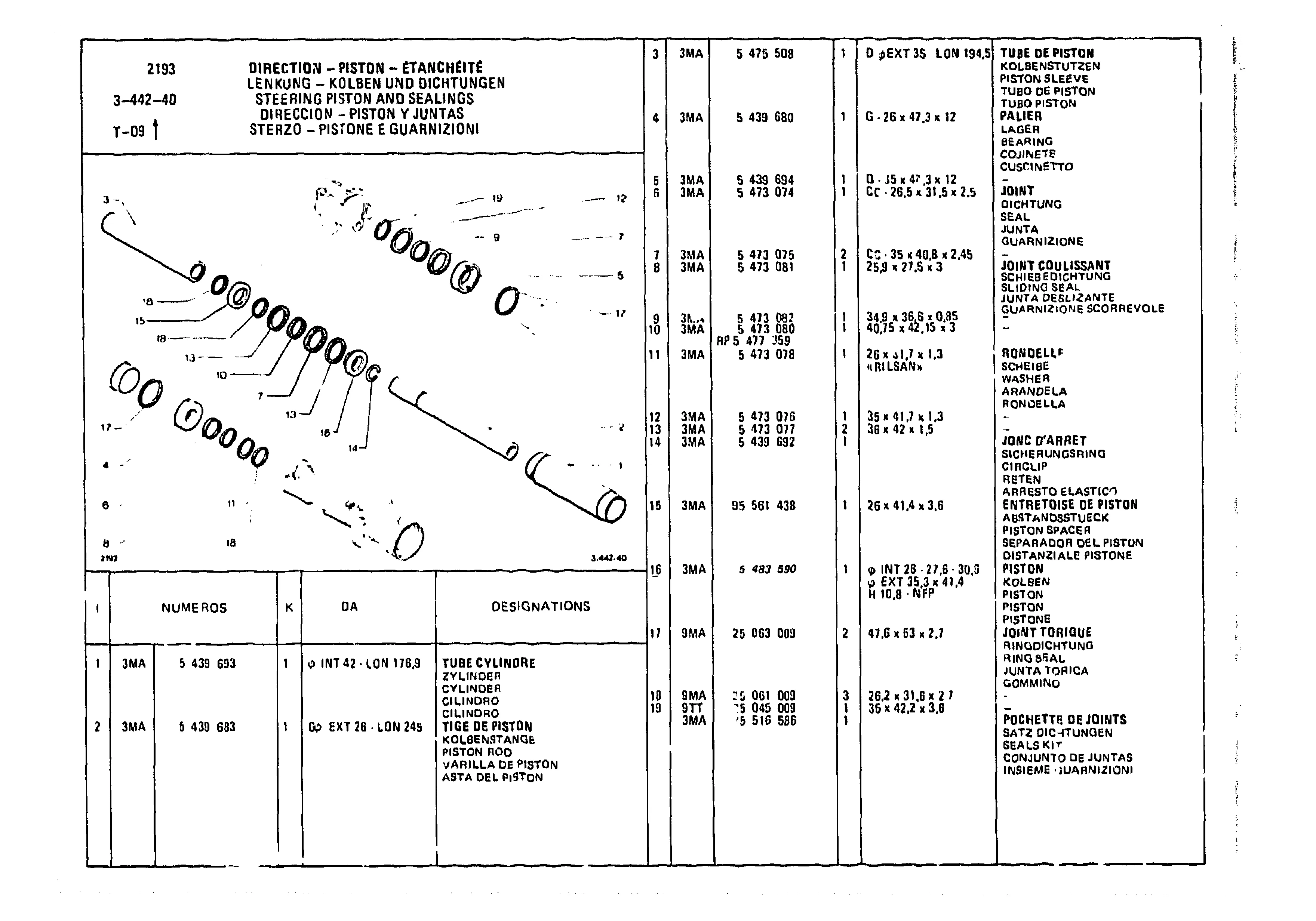 Steering Piston And Sealings, page 486 of 985 — CX Parts Catalogue — 1981–1985