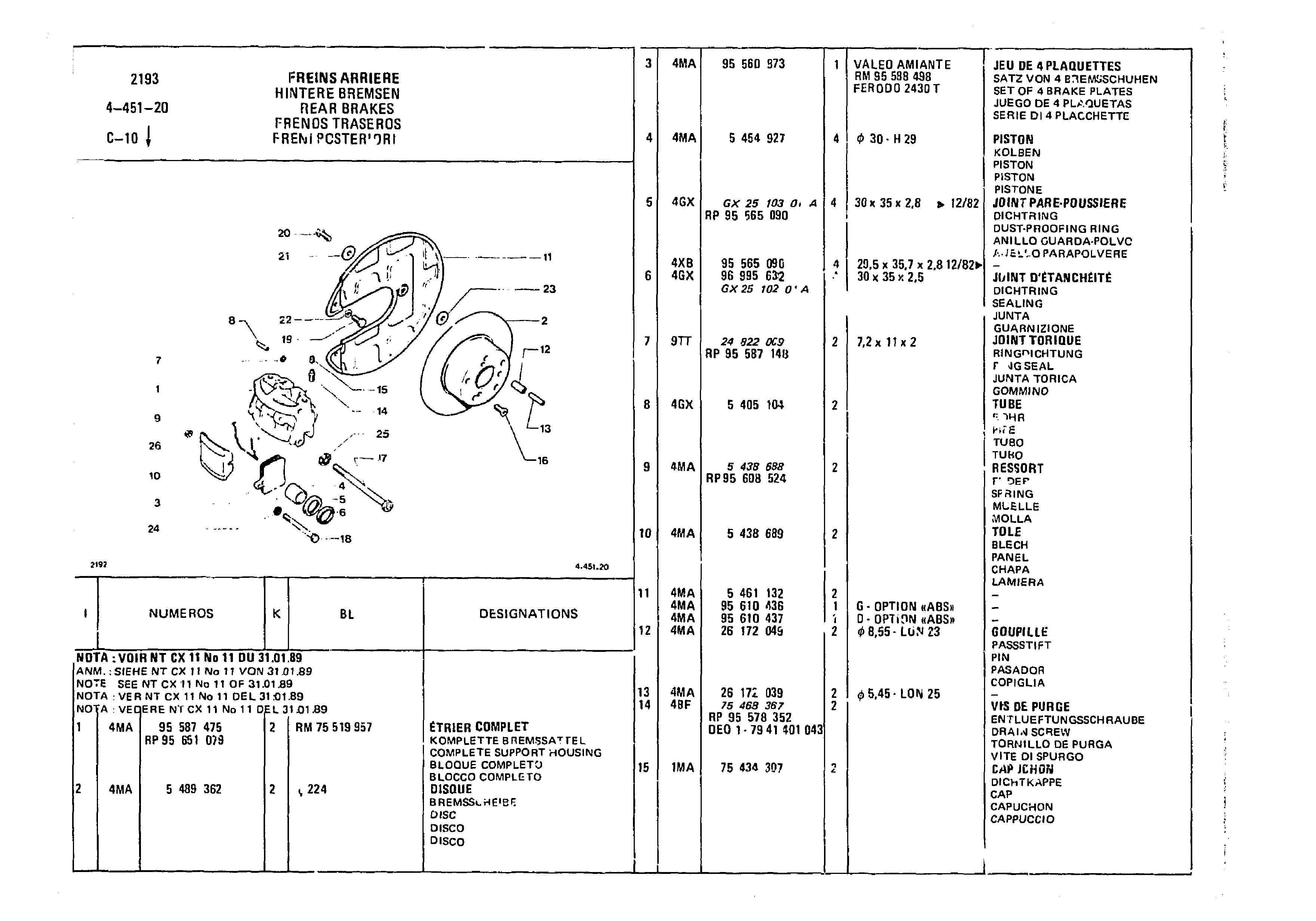 Rear Brakes, page 521 of 985 — CX Parts Catalogue — 1981–1985