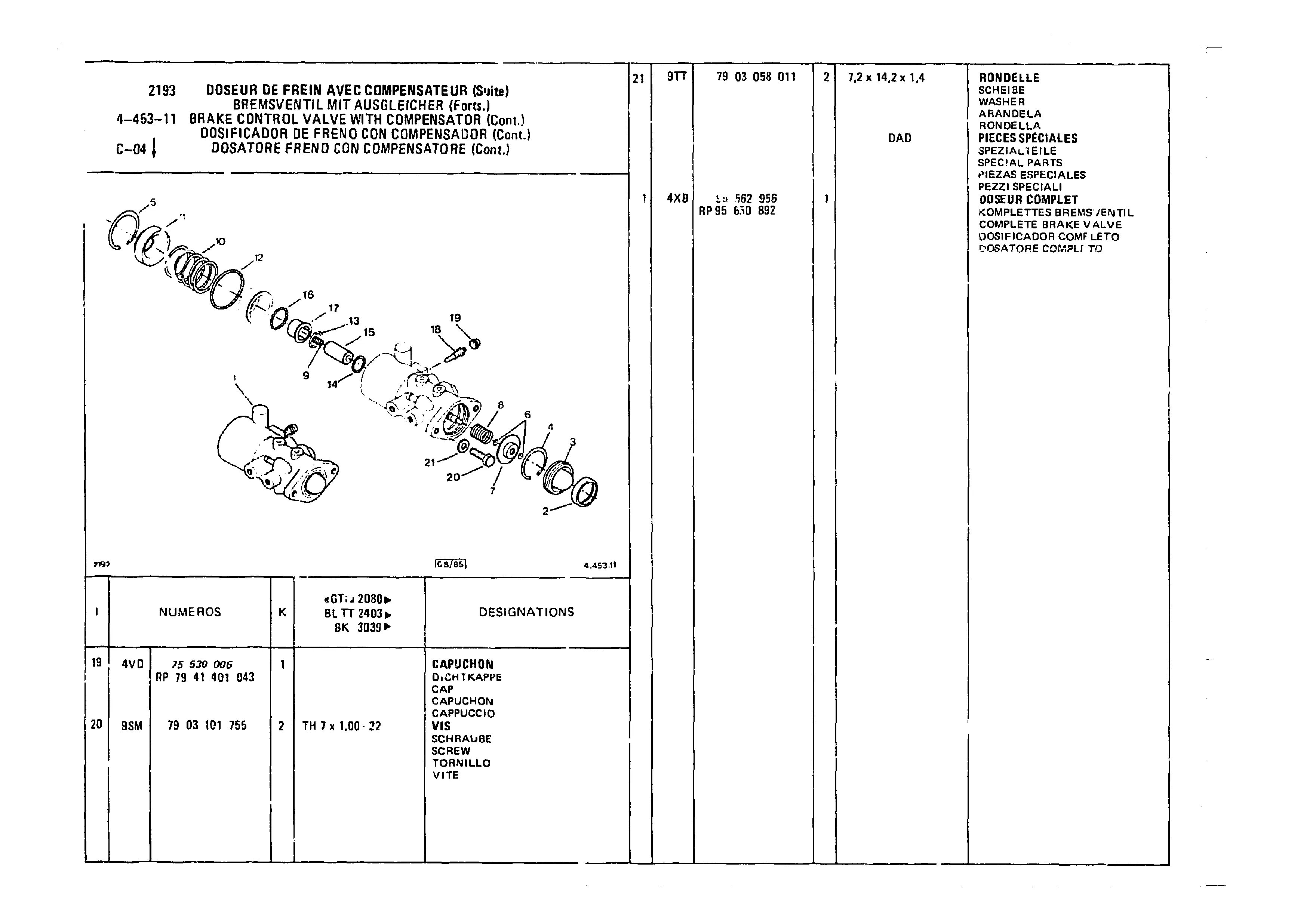 Brake Control Valve With Compensator, page 527 of 985 — CX Parts Catalogue — 1981–1985
