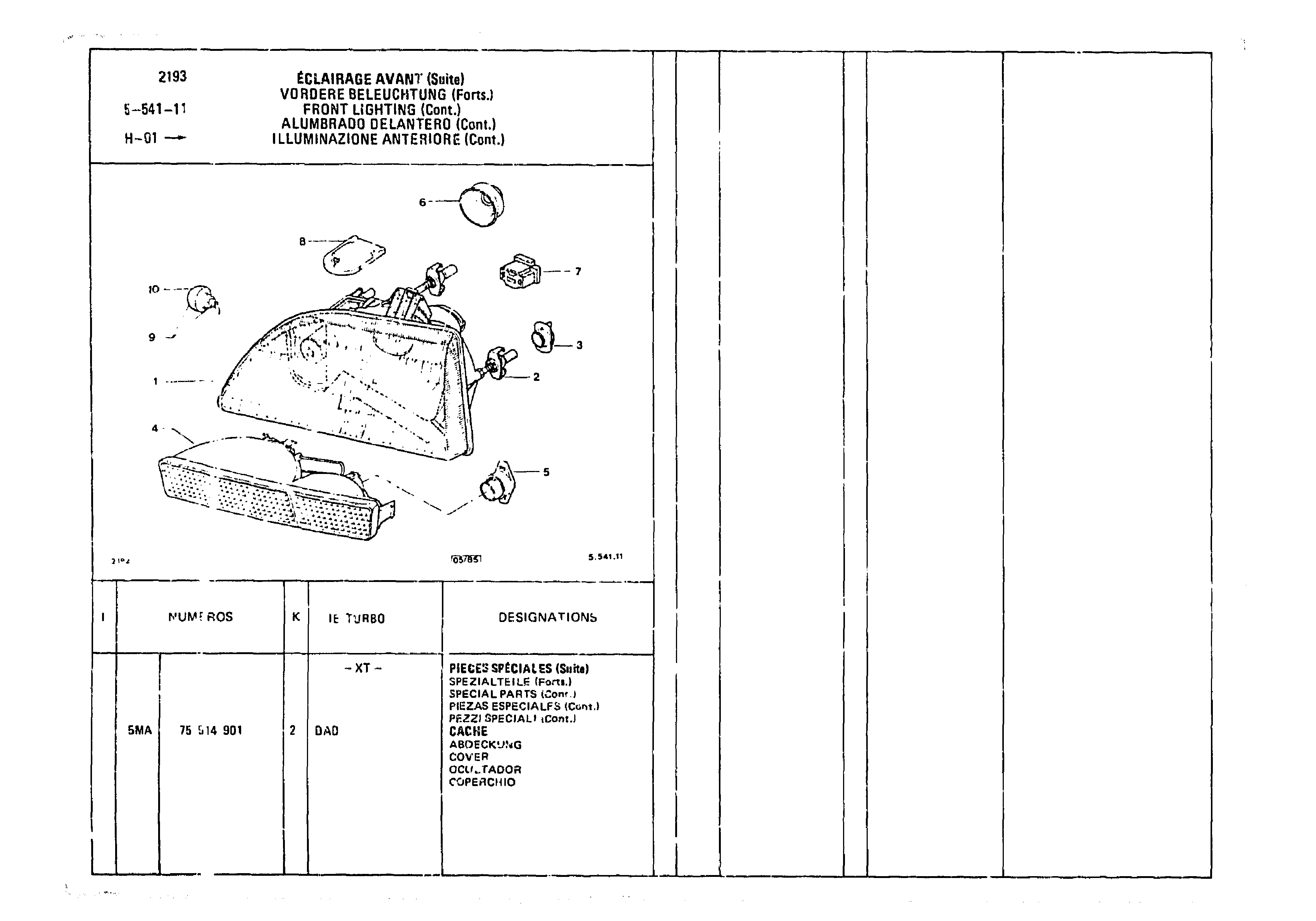 Front Lighting, page 593 of 985 — CX Parts Catalogue — 1981–1985
