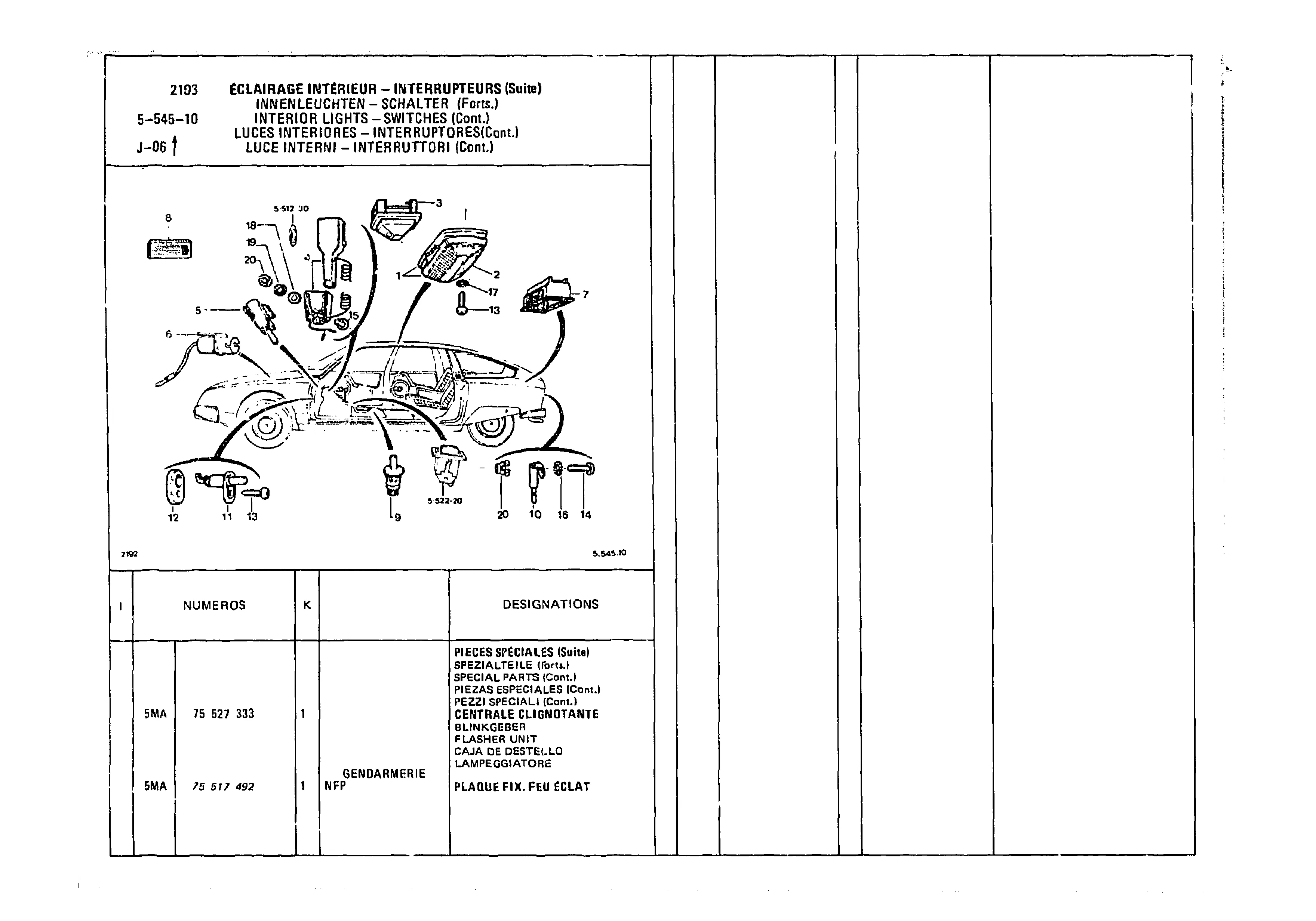 Interior Lights - Switches, page 599 of 985 — CX Parts Catalogue — 1981–1985