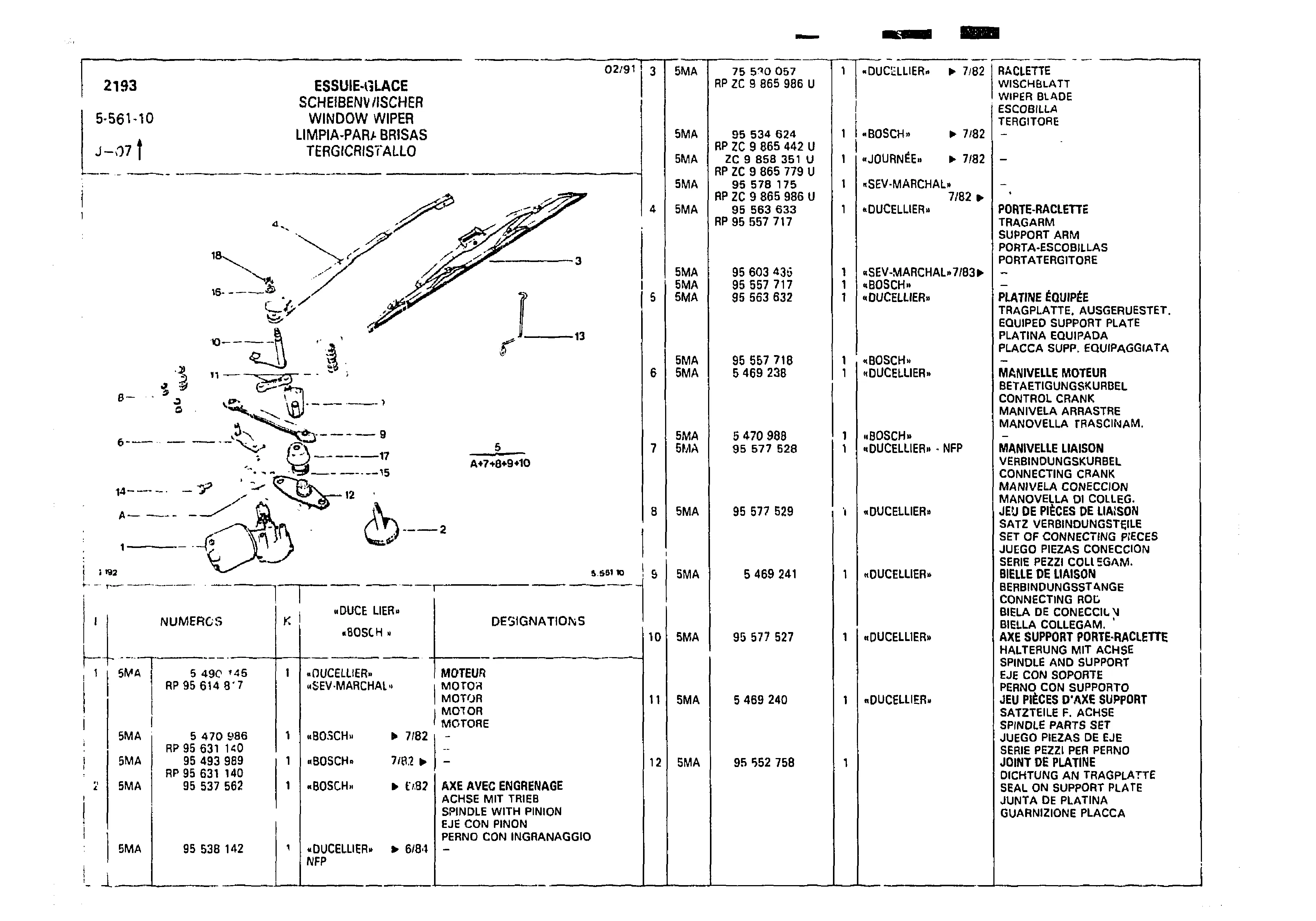 Window Wipers, page 600 of 985 — CX Parts Catalogue — 1981–1985