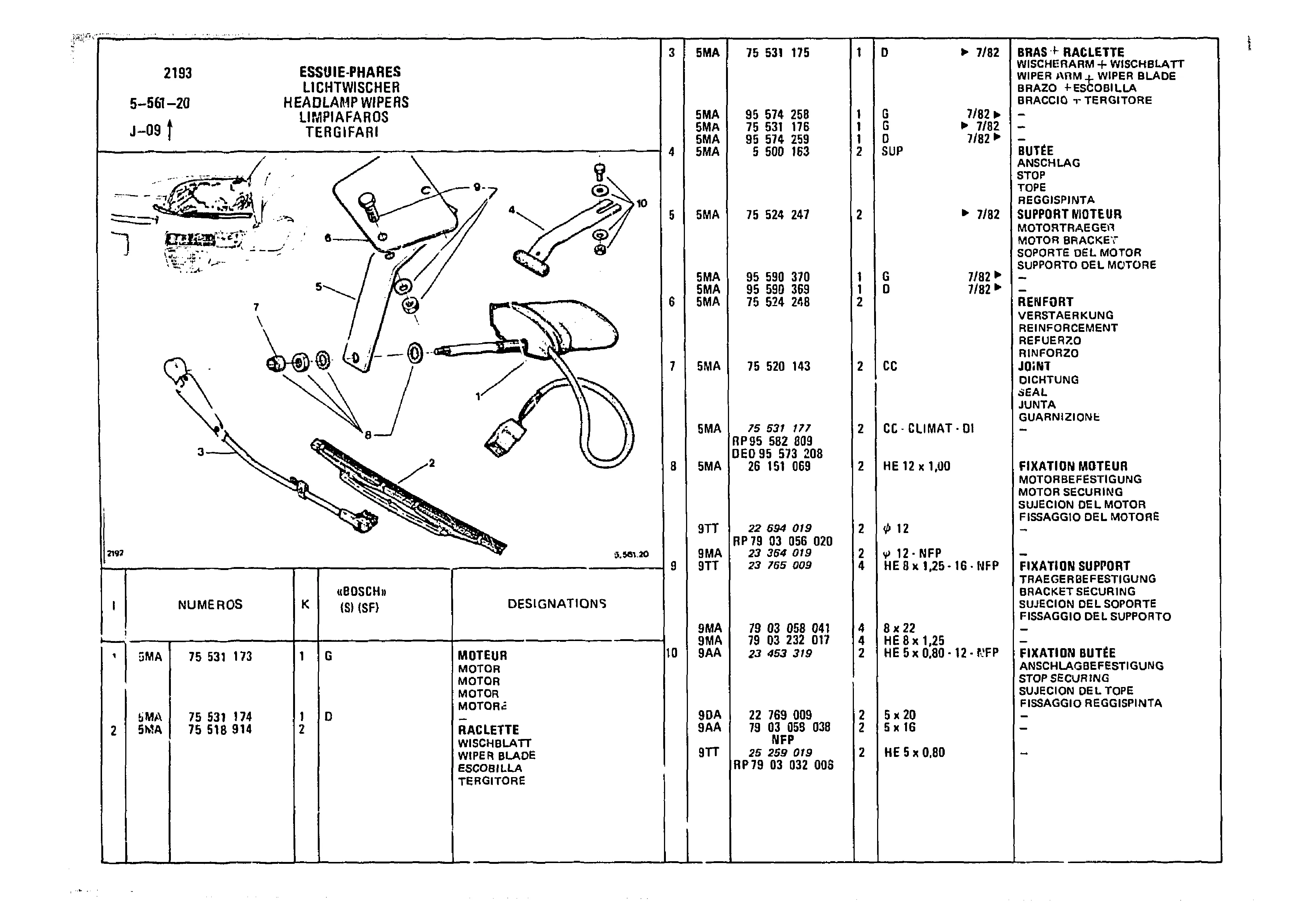 Headlamp Wipers, page 602 of 985 — CX Parts Catalogue — 1981–1985