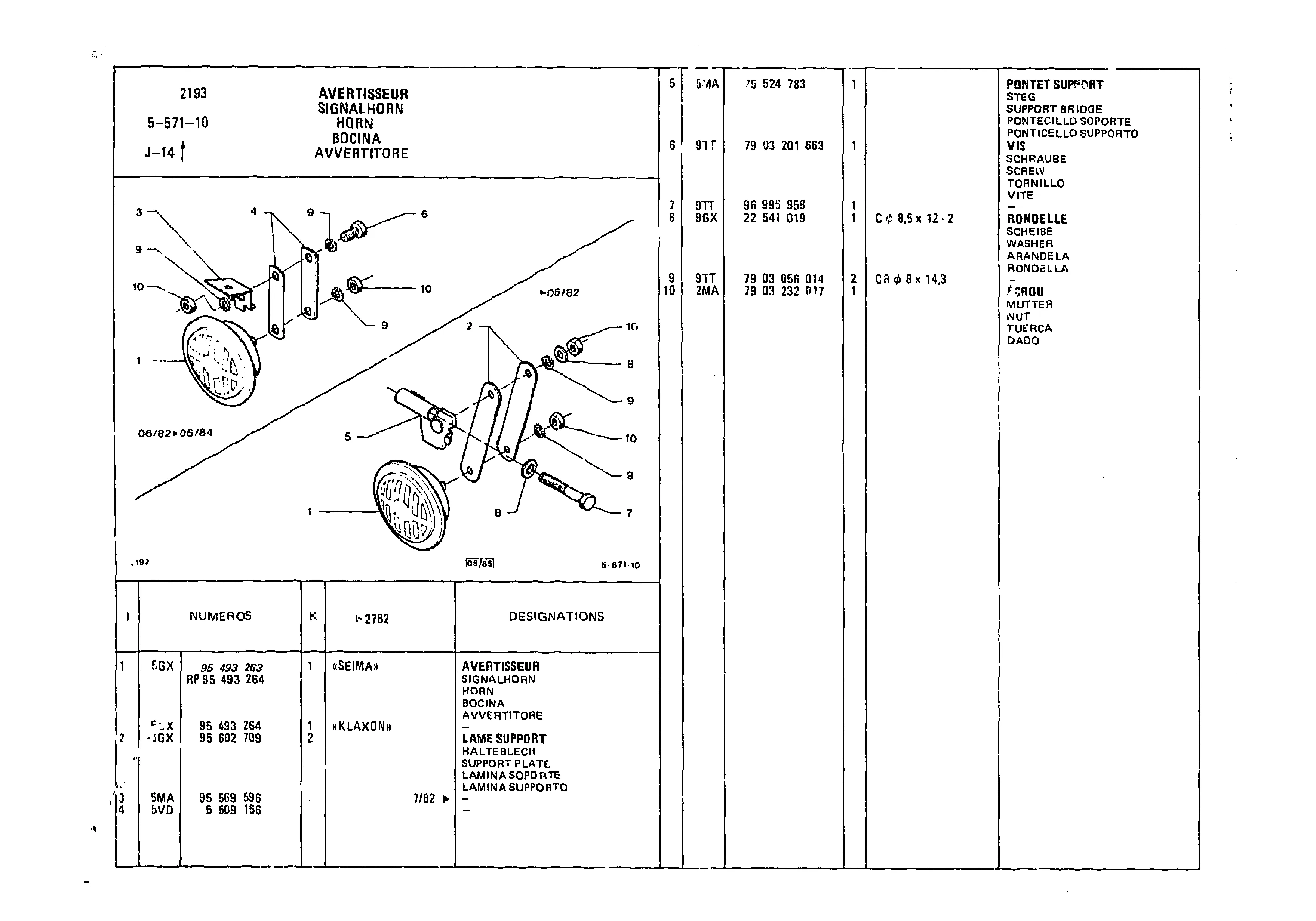 Horn, page 607 of 985 — CX Parts Catalogue — 1981–1985