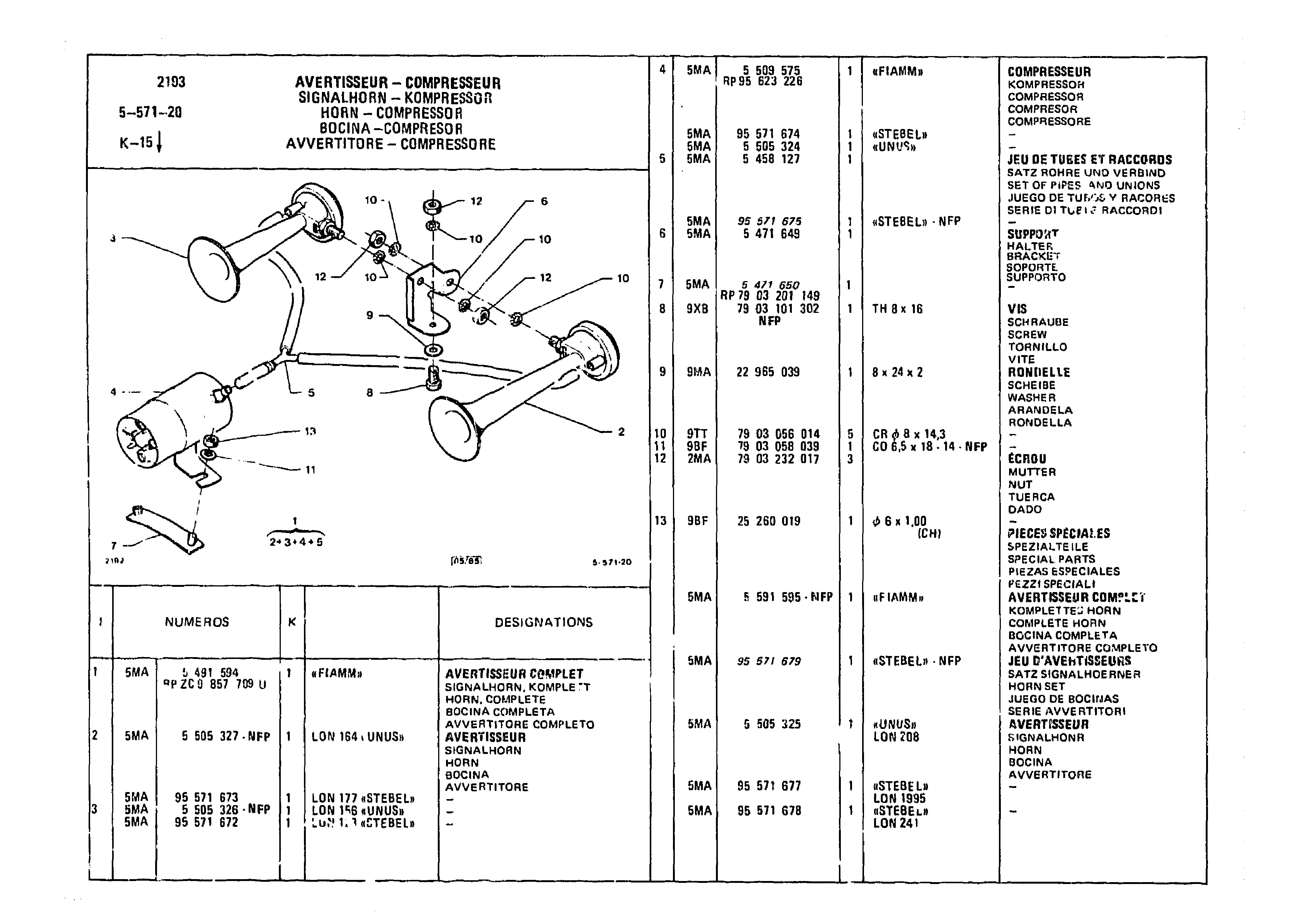 Horn - Compressor, page 609 of 985 — CX Parts Catalogue — 1981–1985