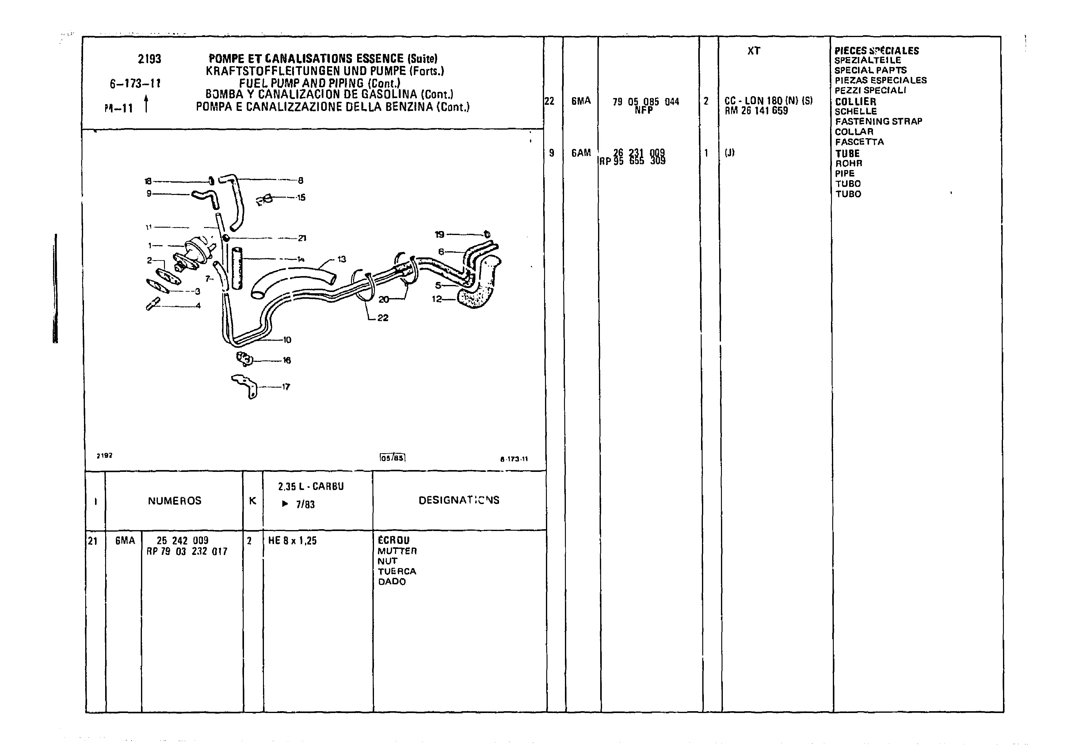 Fuel Pump And Piping, page 633 of 985 — CX Parts Catalogue — 1981–1985