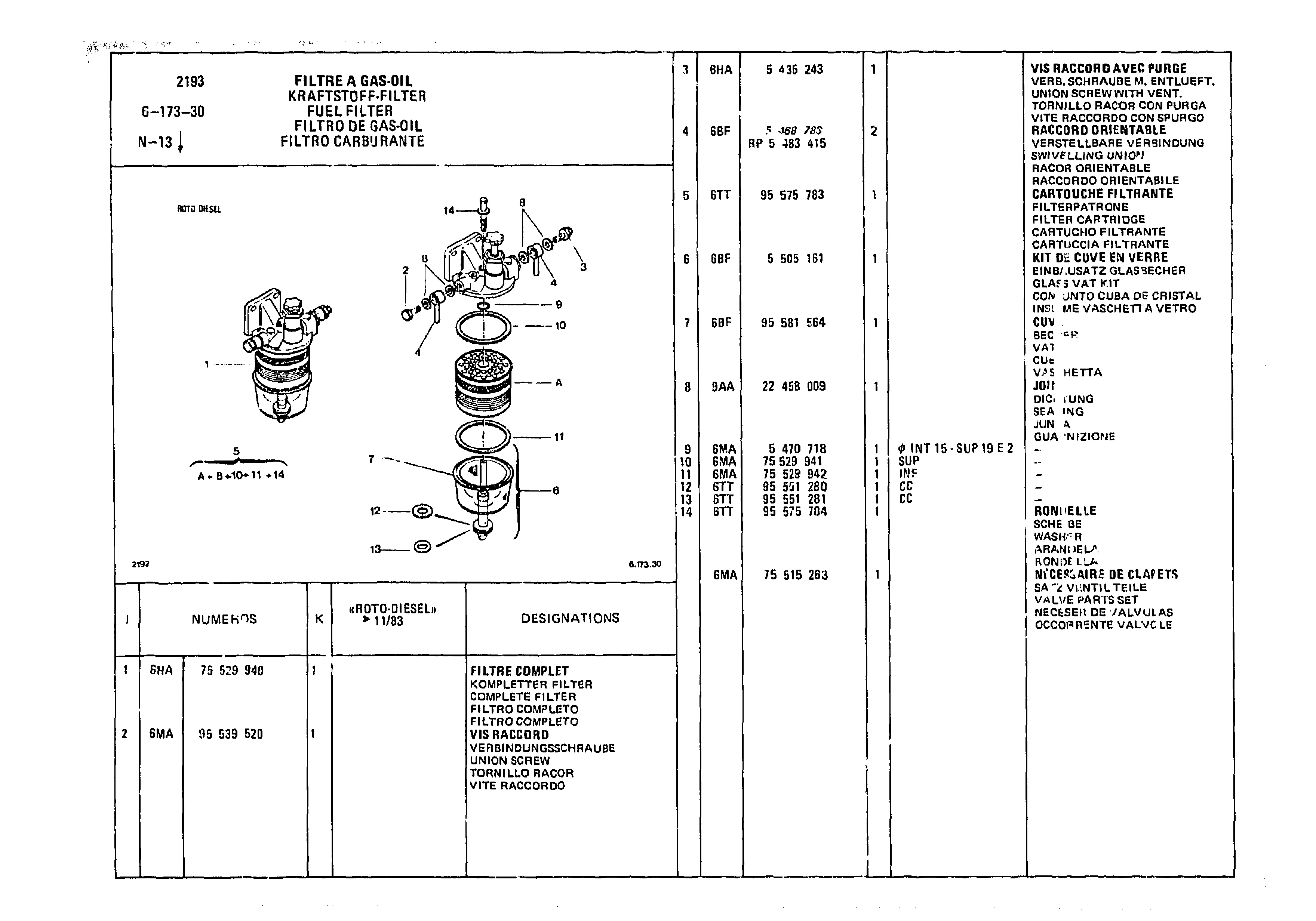 Fuel Filter, page 640 of 985 — CX Parts Catalogue — 1981–1985