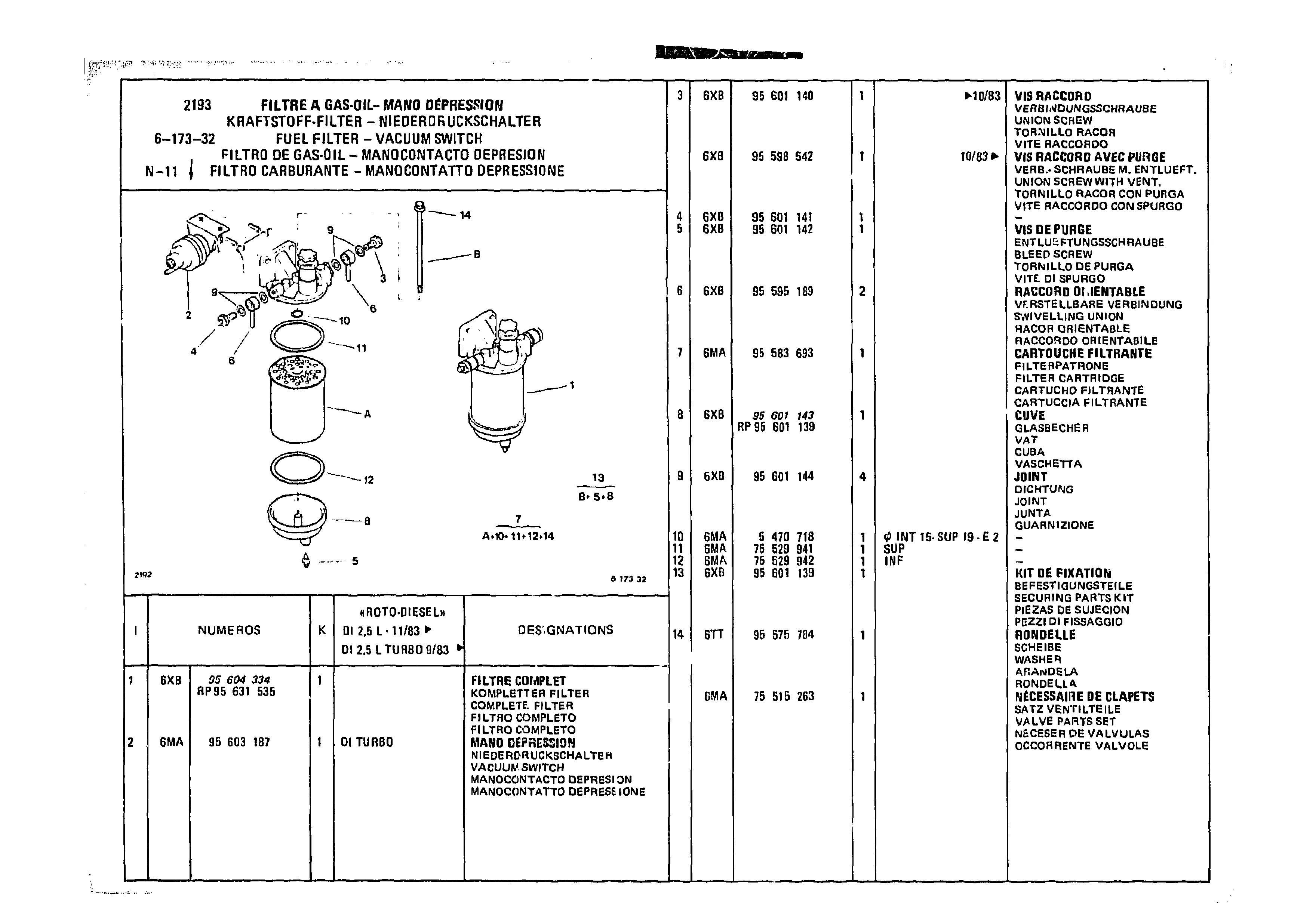 Fuel Fiter - Vacuum Switch, page 642 of 985 — CX Parts Catalogue — 1981–1985