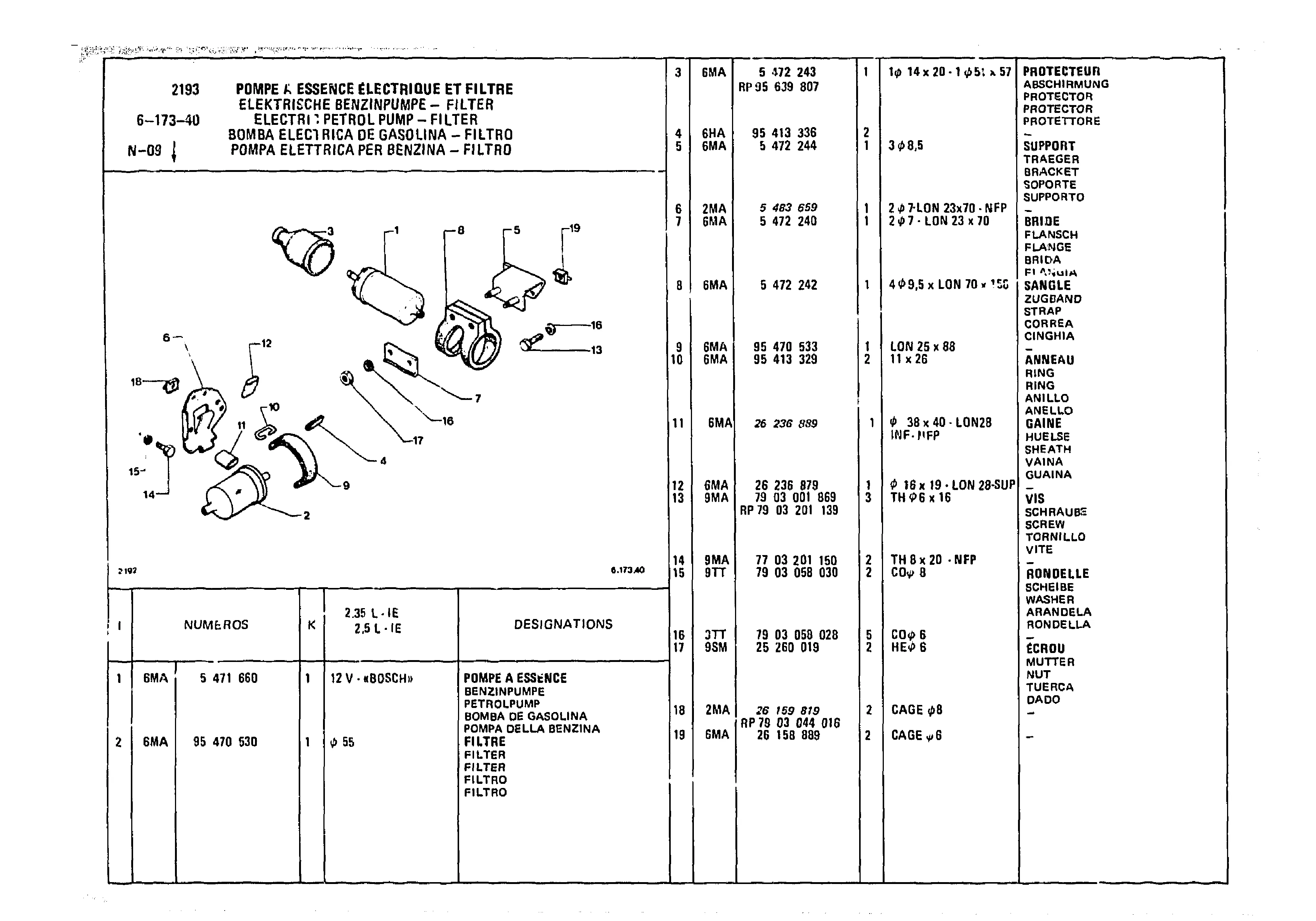 Electric Petrol Pump - Filter, page 644 of 985 — CX Parts Catalogue — 1981–1985