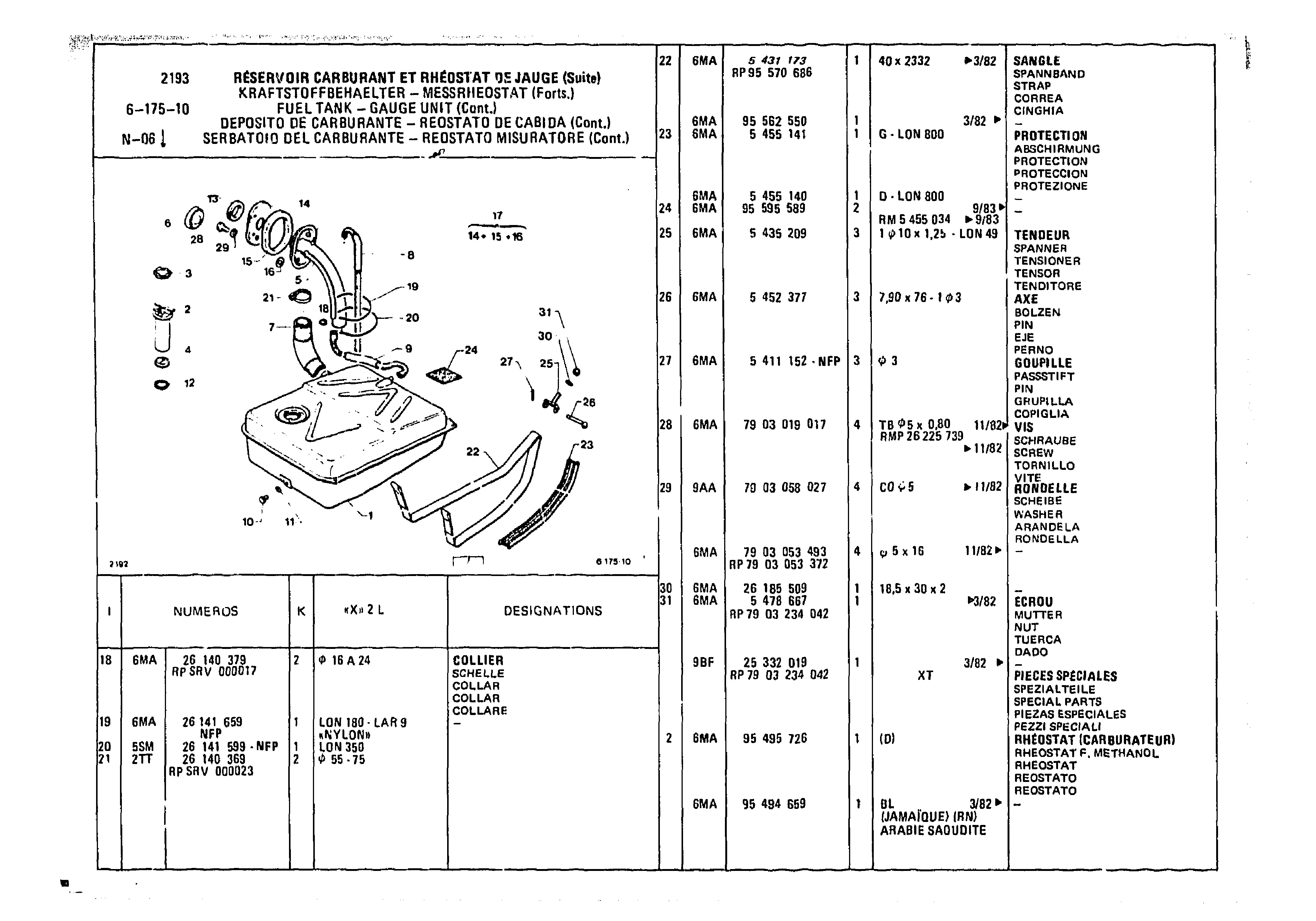 Fuel Tank - Gauge Unit, page 647 of 985 — CX Parts Catalogue — 1981–1985