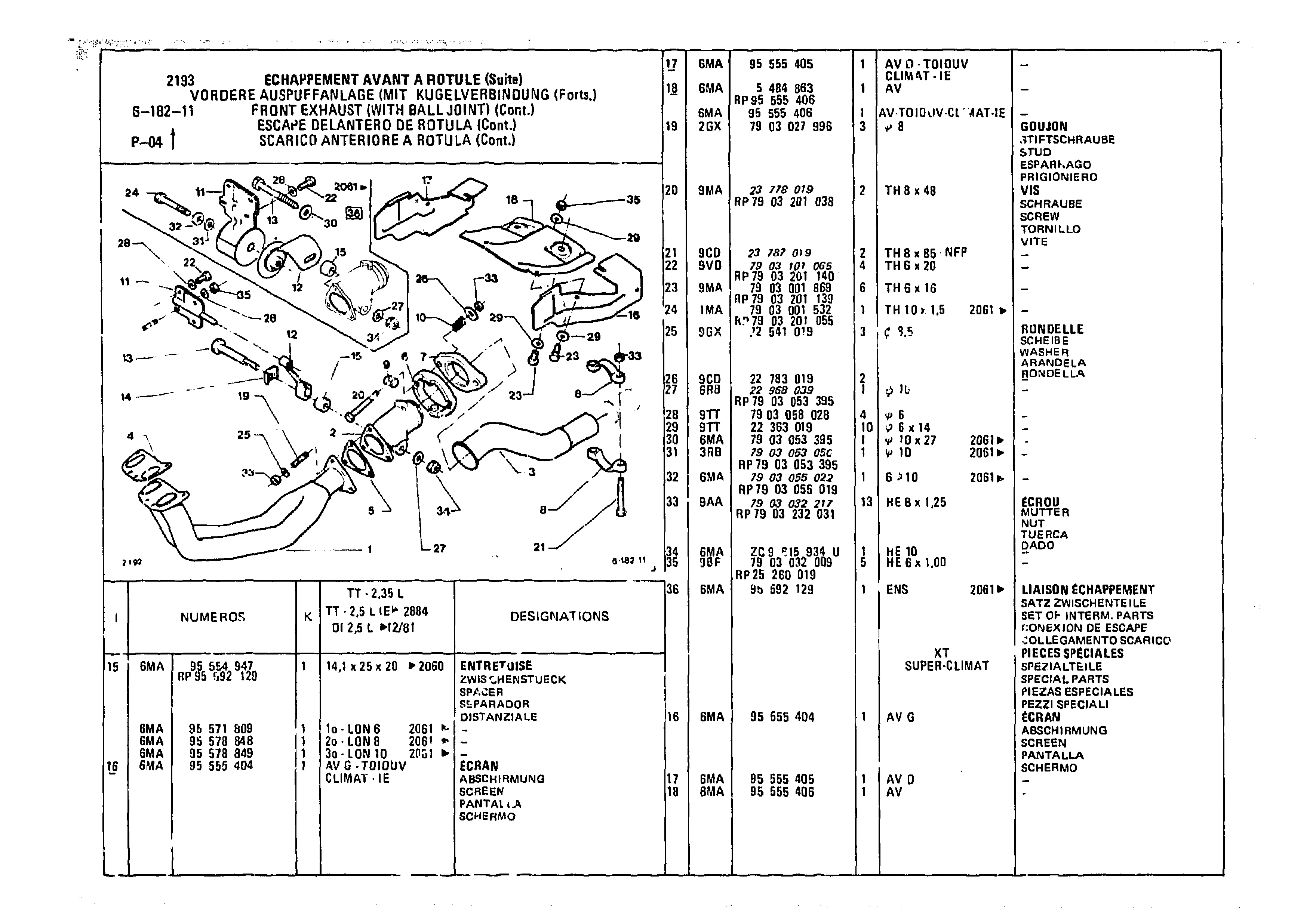Exhaust (Front), page 656 of 985 — CX Parts Catalogue — 1981–1985