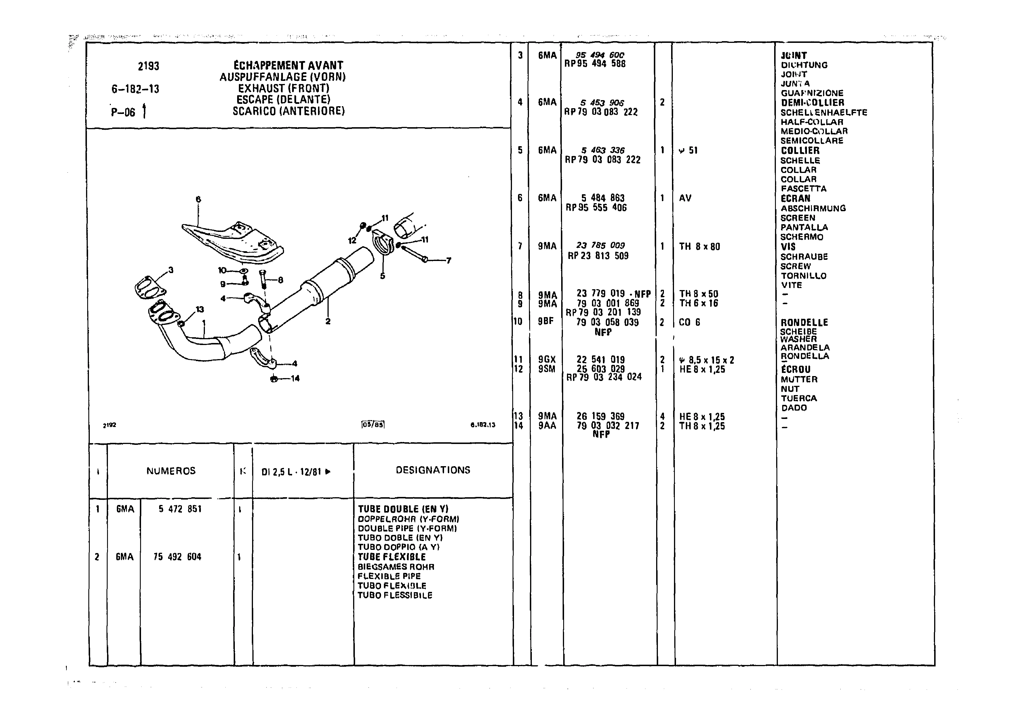 Exhaust (Front), page 658 of 985 — CX Parts Catalogue — 1981–1985
