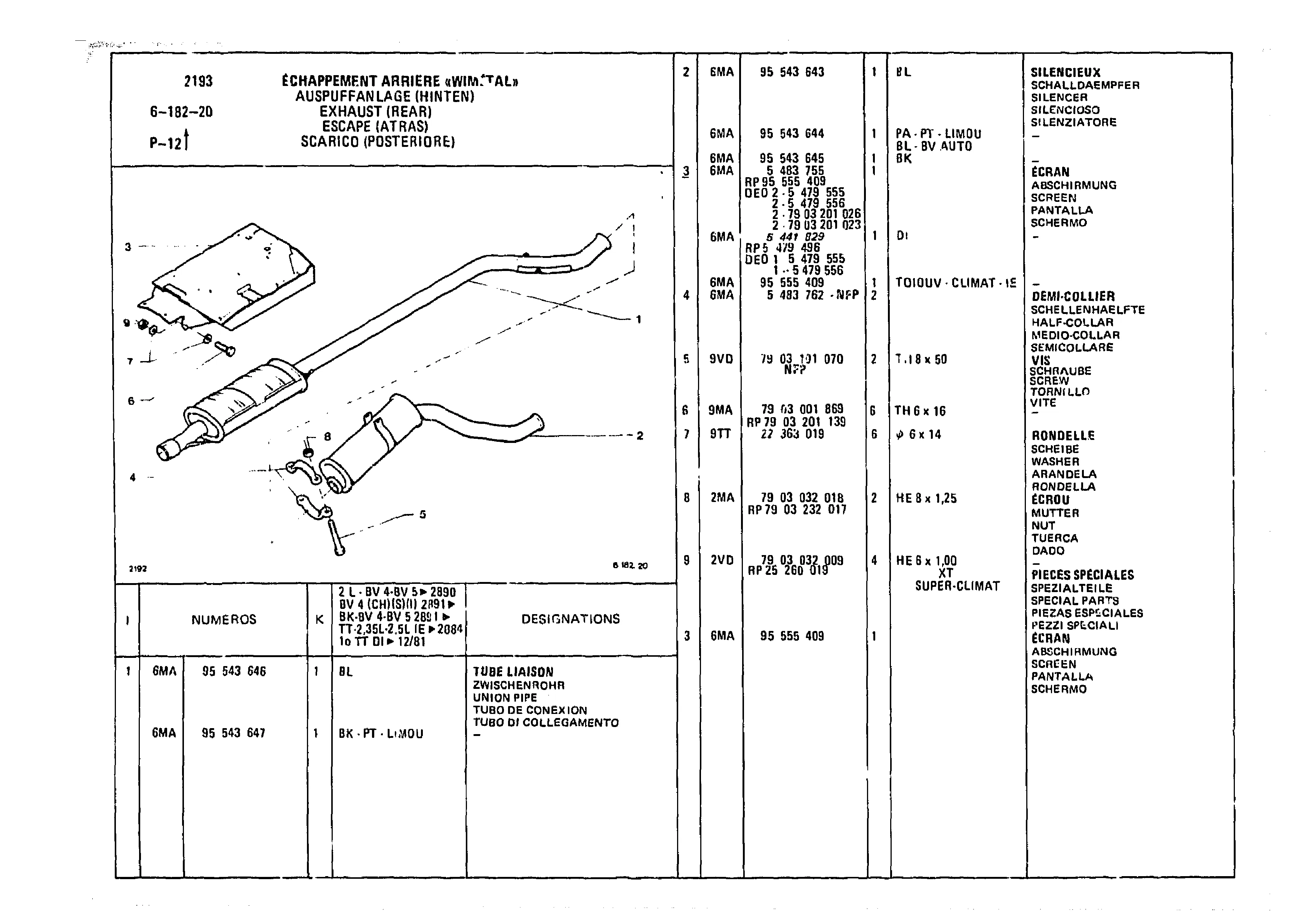 Exhaust (Rear), page 664 of 985 — CX Parts Catalogue — 1981–1985