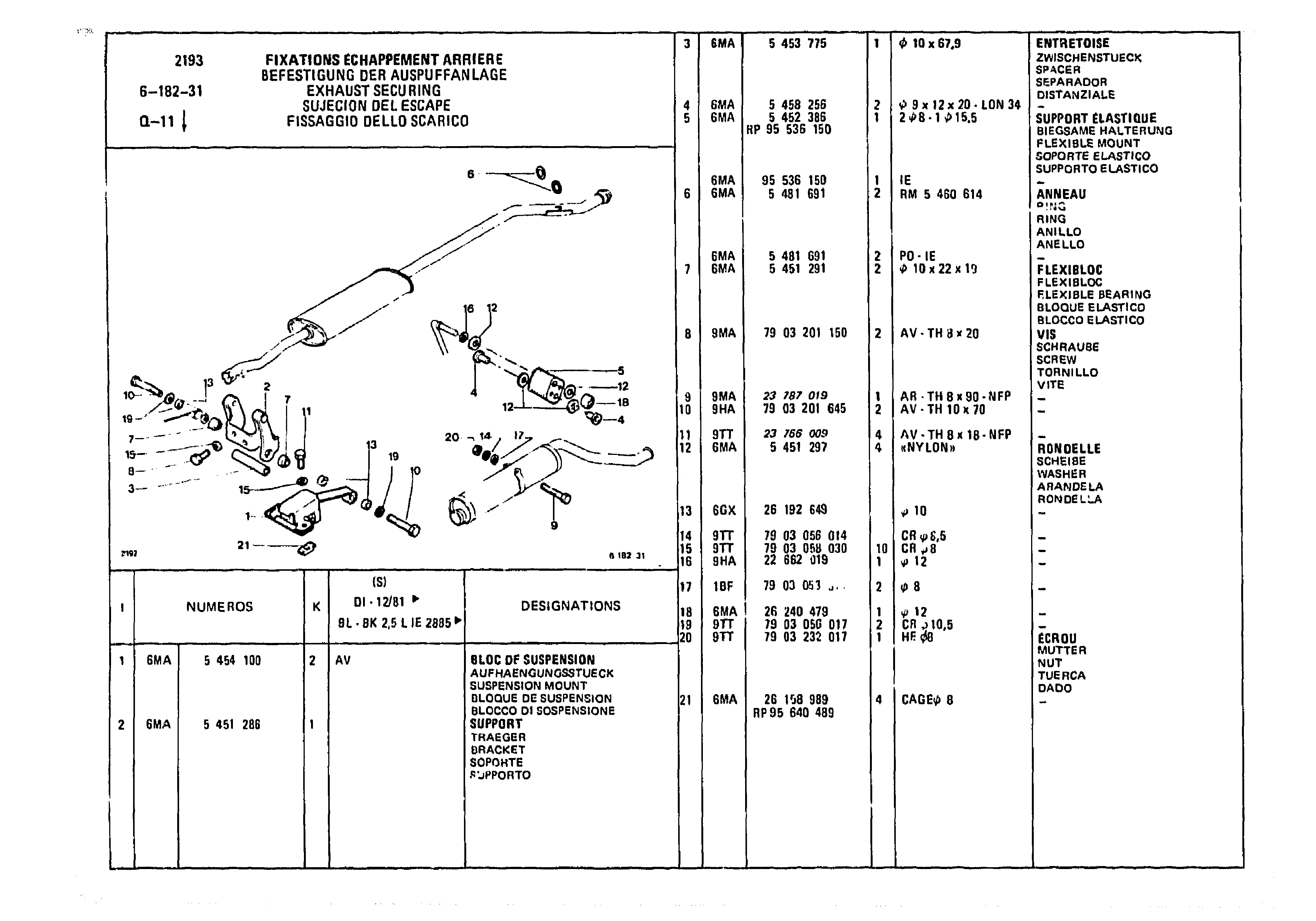 Rear Exhaust Securing, page 672 of 985 — CX Parts Catalogue — 1981–1985