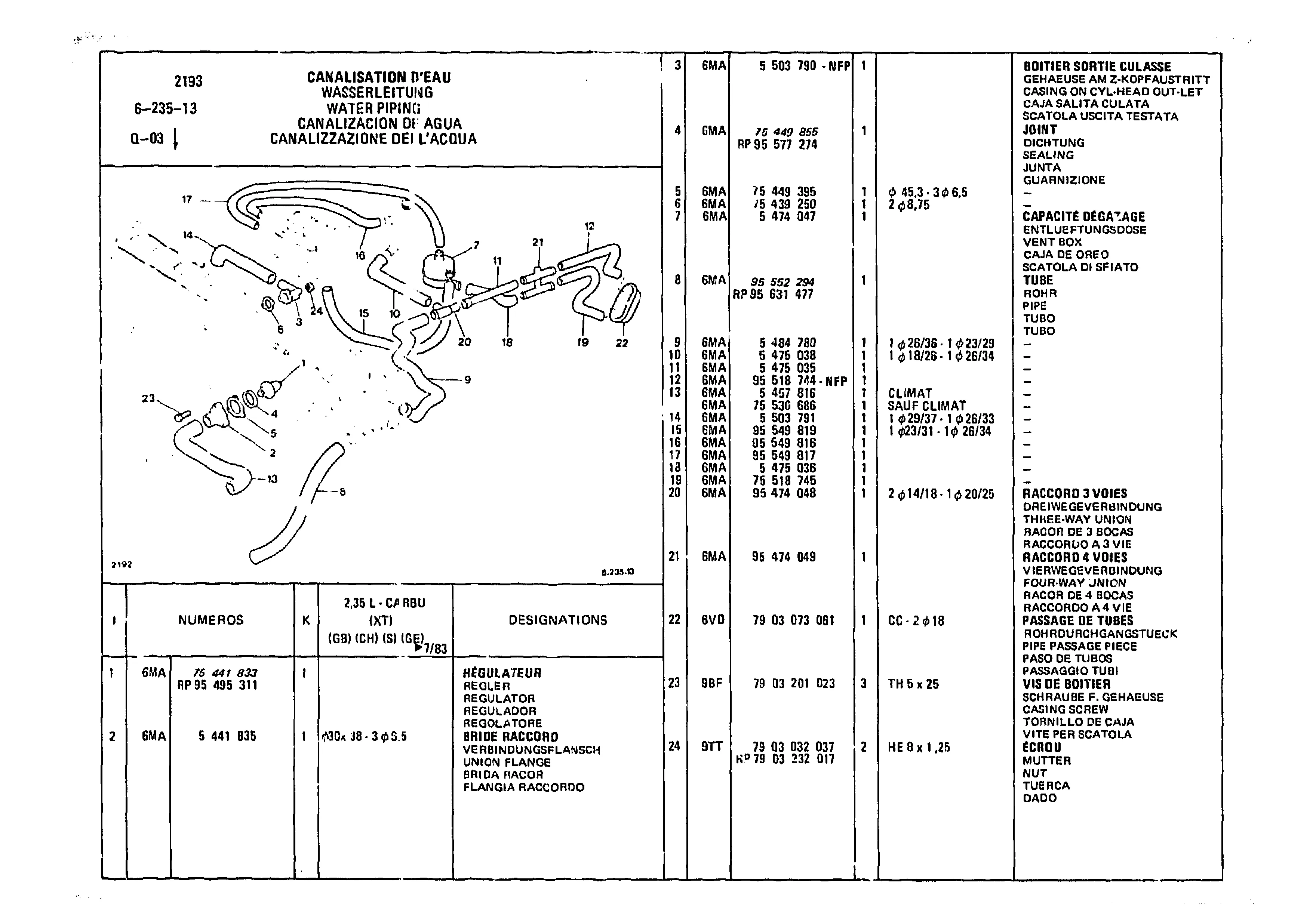 Water Piping, page 680 of 985 — CX Parts Catalogue — 1981–1985