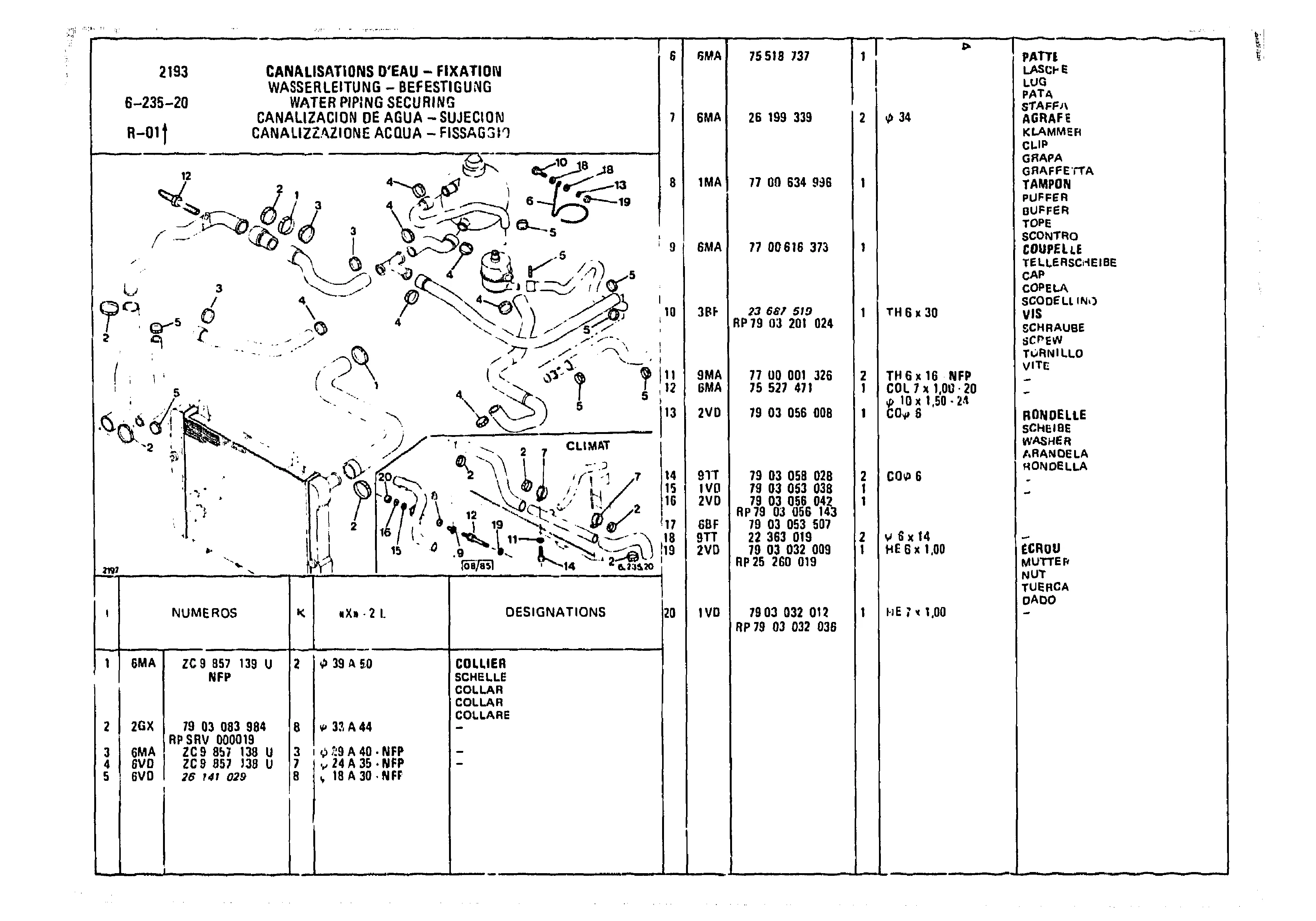 Water Piping Securing, page 683 of 985 — CX Parts Catalogue — 1981–1985