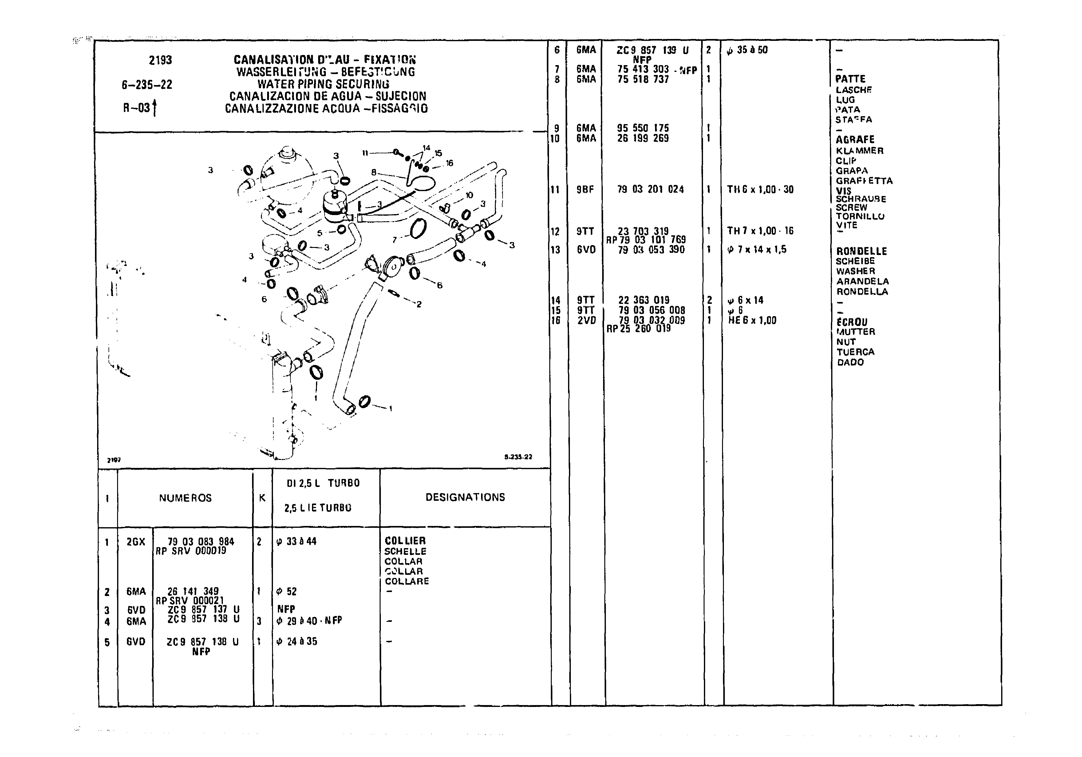 Water Piping Securing, page 685 of 985 — CX Parts Catalogue — 1981–1985