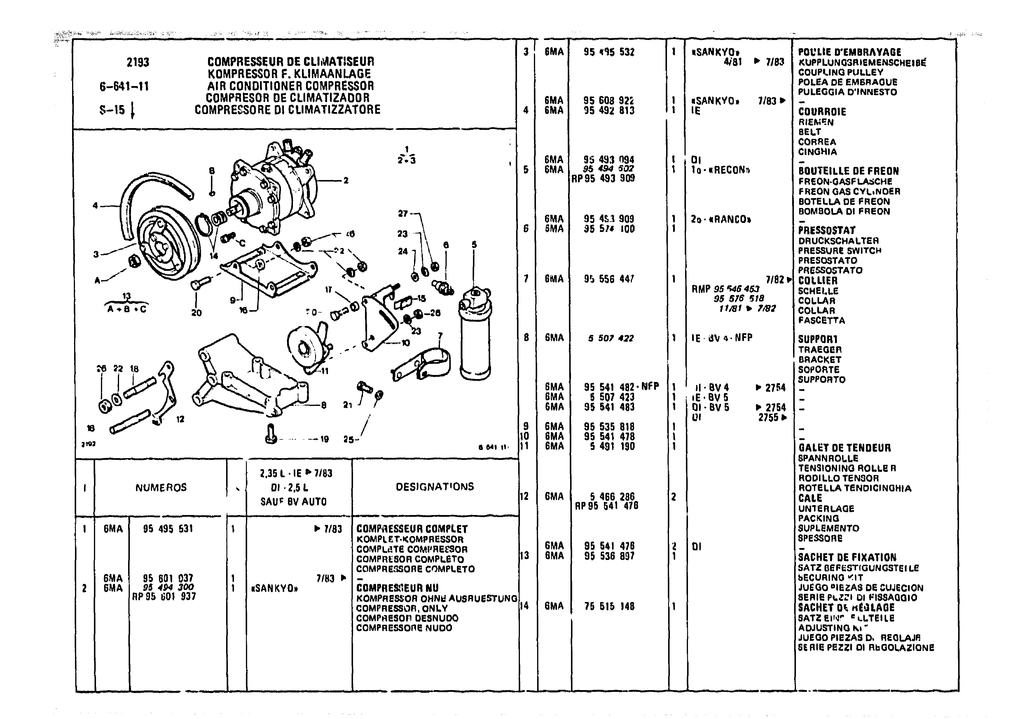 Air Conditioner Compressor, page 698 of 985 — CX Parts Catalogue — 1981–1985