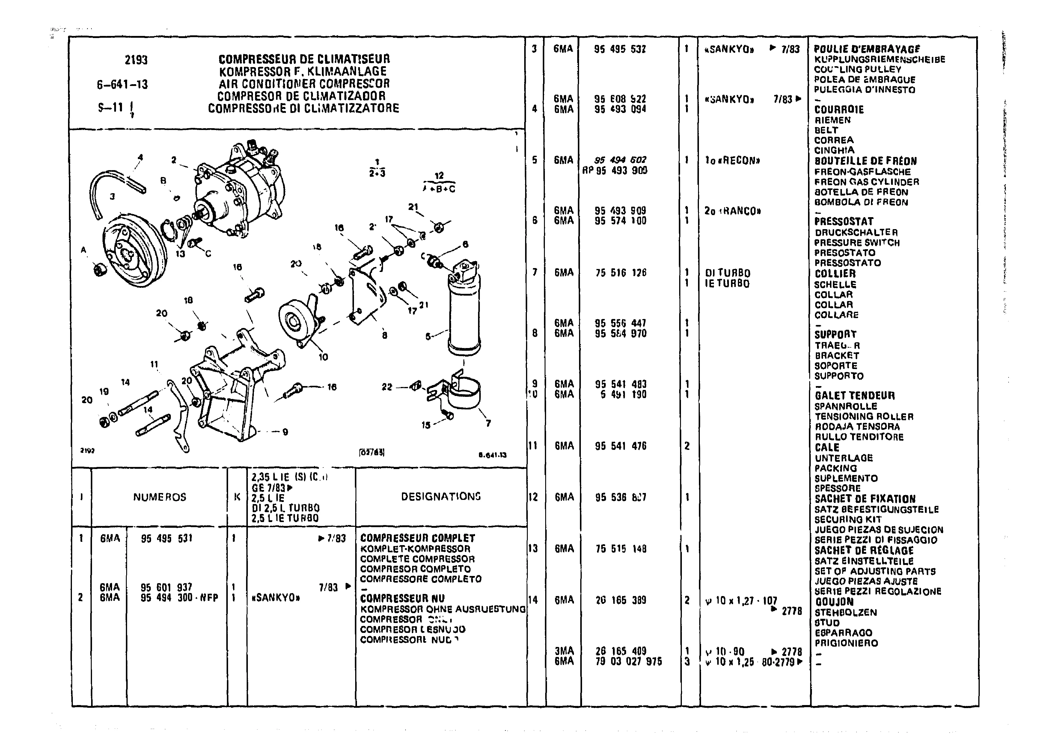 Air Conditioner Compressor, page 702 of 985 — CX Parts Catalogue — 1981–1985