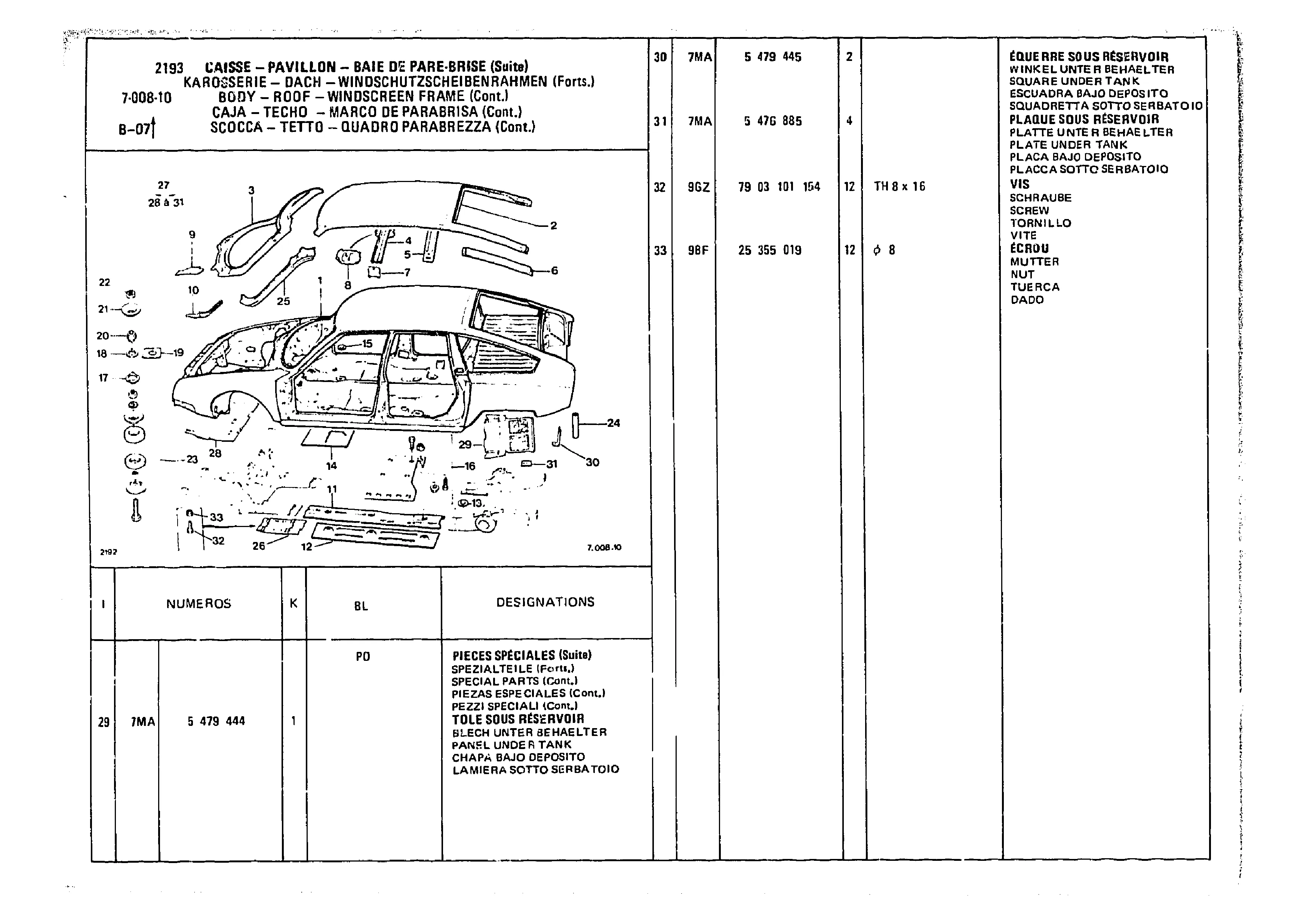 Body - Roof Windscreen Frame, page 754 of 985 — CX Parts Catalogue — 1981–1985