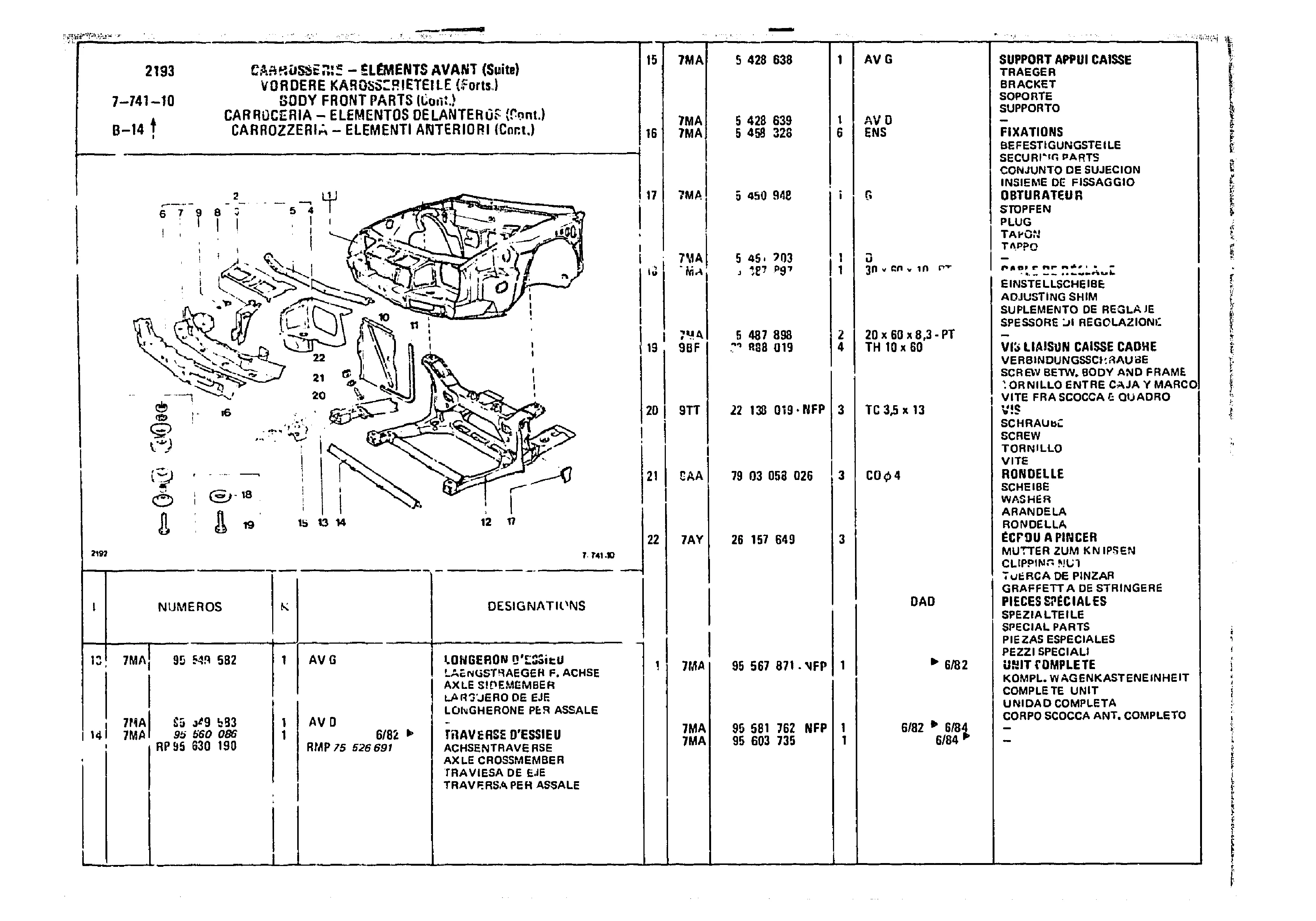 Body Front Parts, page 761 of 985 — CX Parts Catalogue — 1981–1985