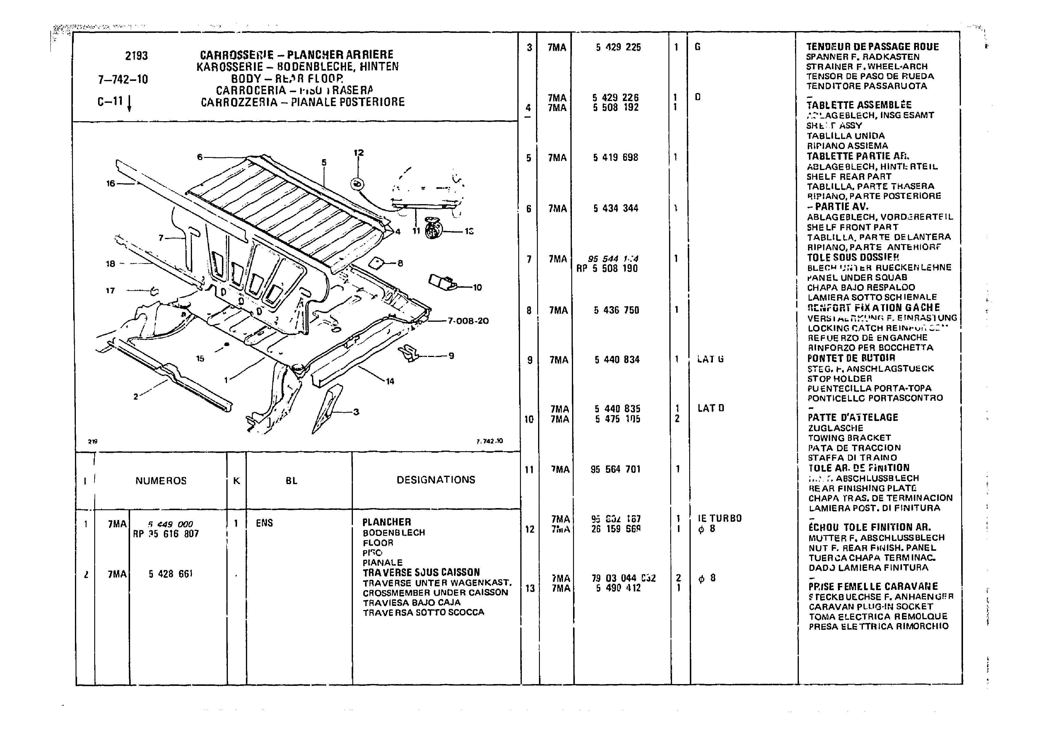 Body - Rear Floor, page 767 of 985 — CX Parts Catalogue — 1981–1985