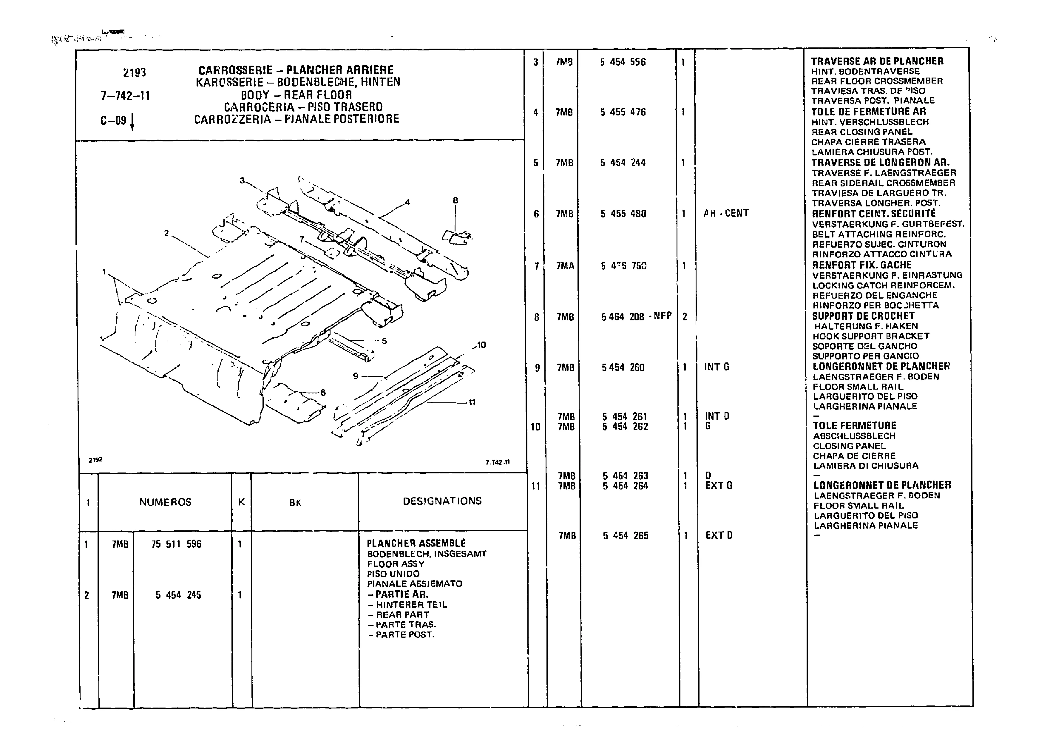 Body - Rear Floor, page 769 of 985 — CX Parts Catalogue — 1981–1985