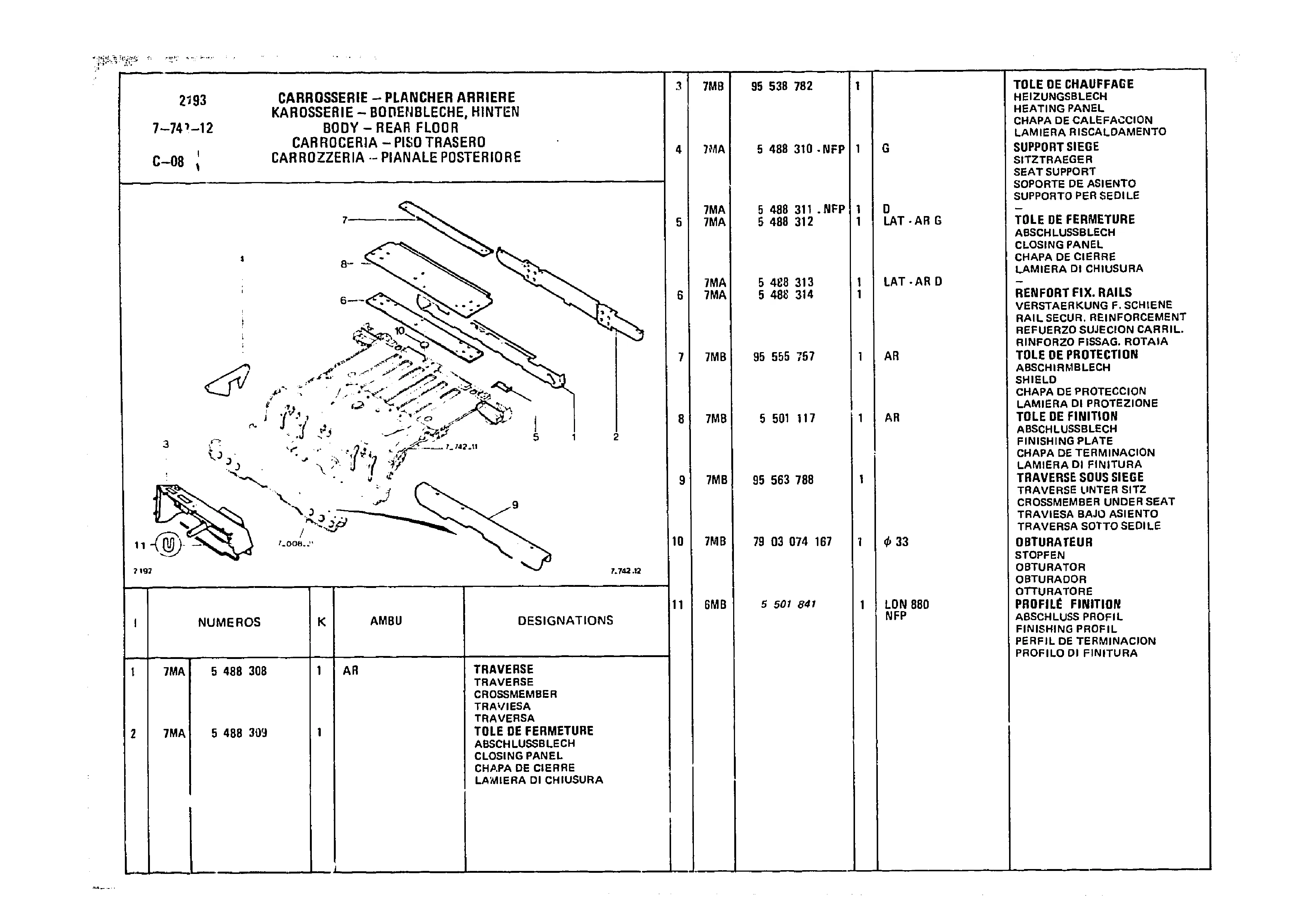 Body - Rear Floor, page 770 of 985 — CX Parts Catalogue — 1981–1985