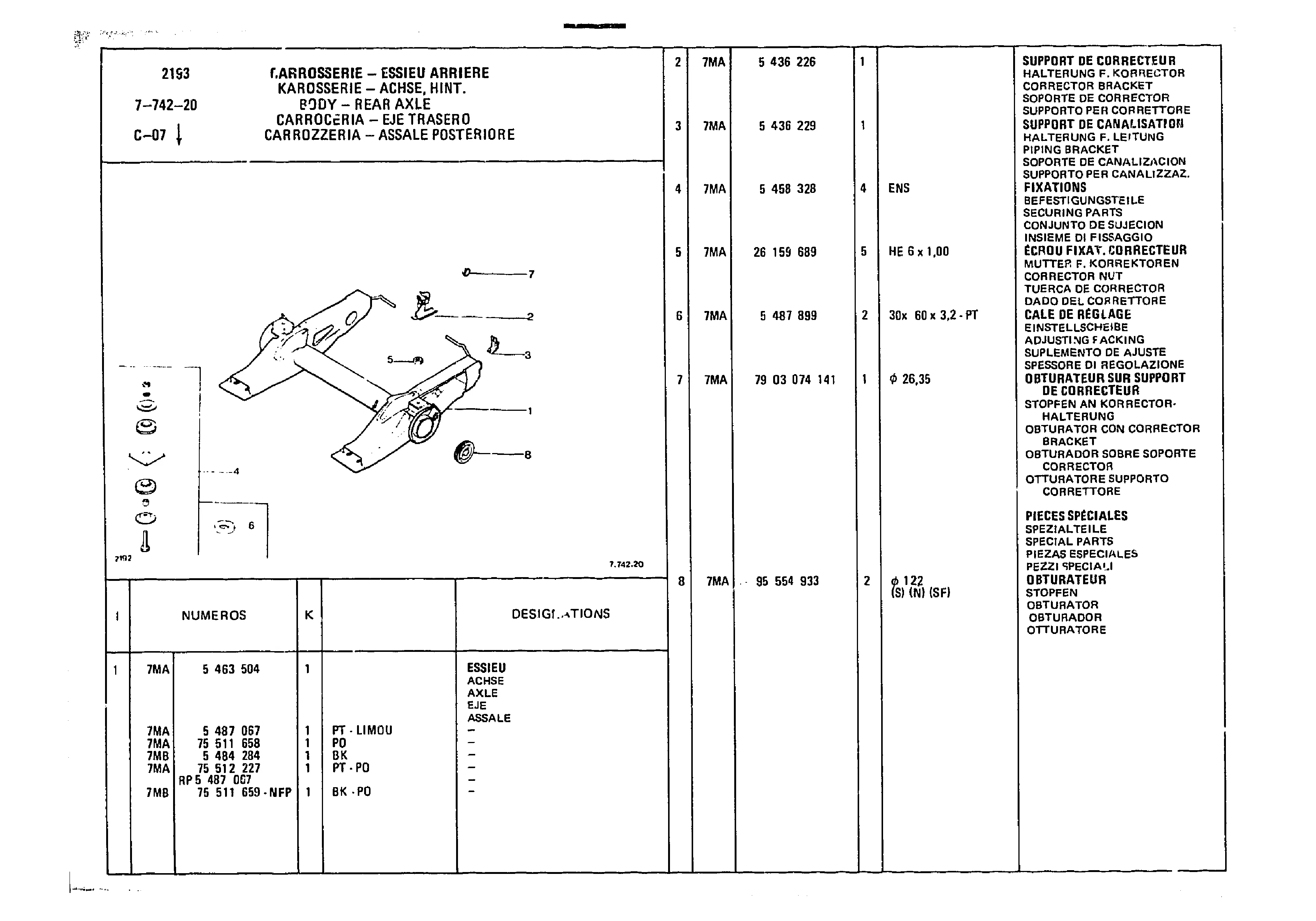 Body - Rear Axle, page 771 of 985 — CX Parts Catalogue — 1981–1985