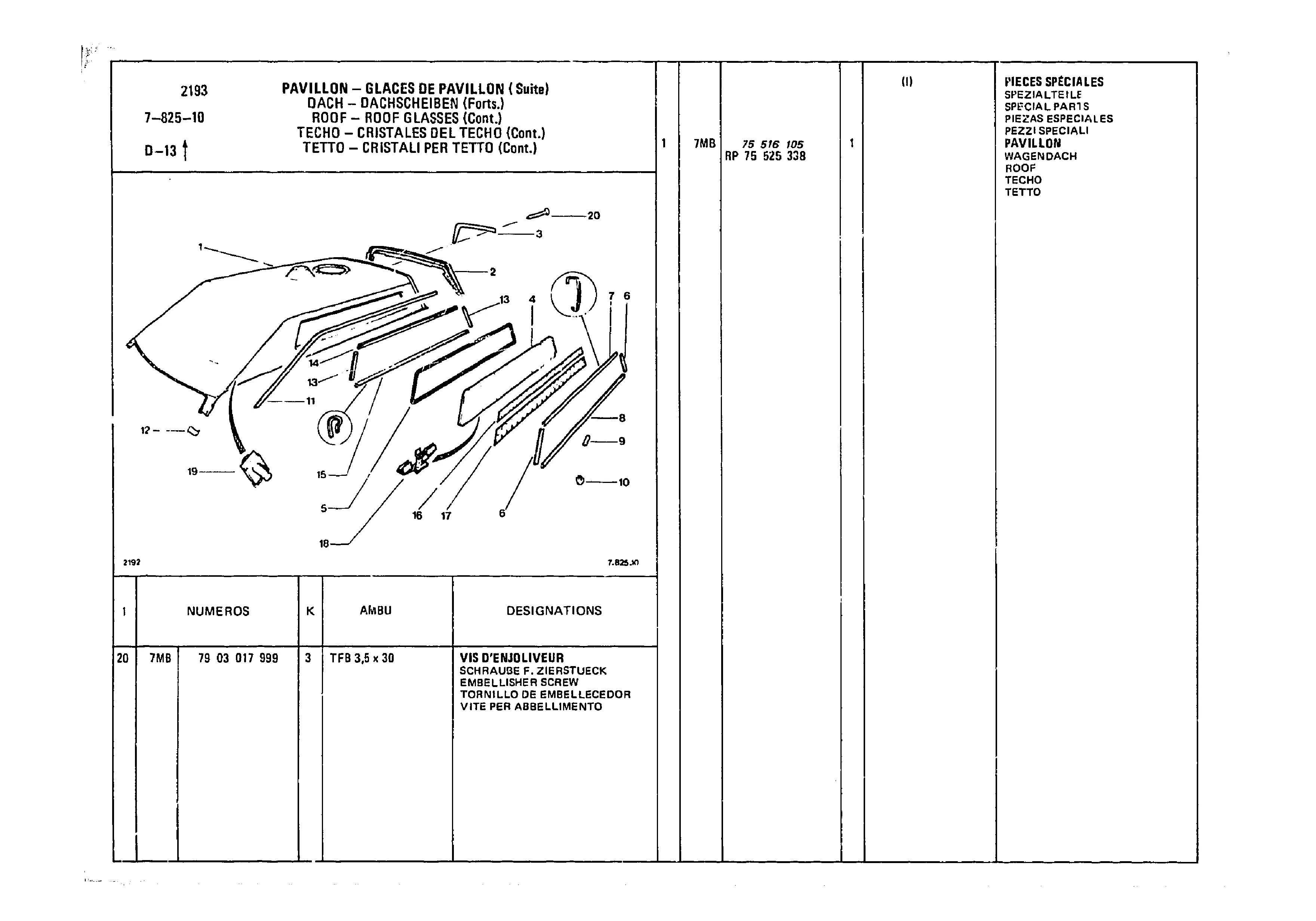 Roof - Roof Glasses, page 790 of 985 — CX Parts Catalogue — 1981–1985