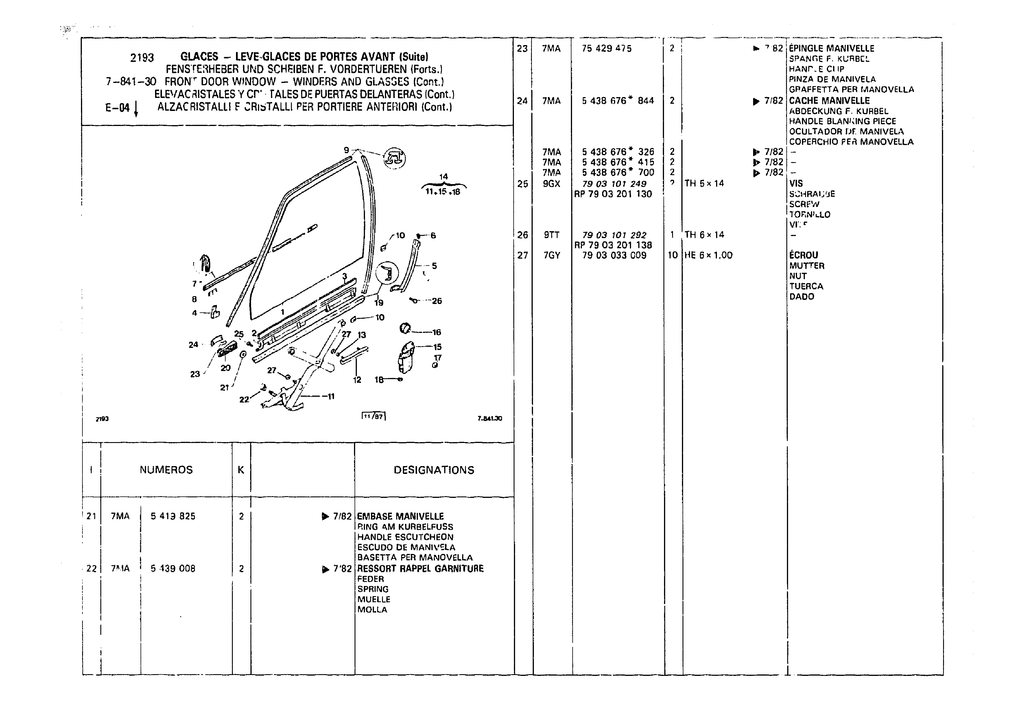 Glass - Window Winder, page 804 of 985 — CX Parts Catalogue — 1981–1985